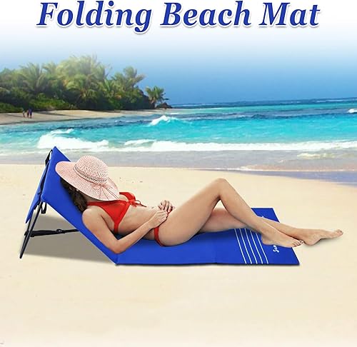 Miniatura 3 de Strong Camel Tumbona reclinable portátil para playa, tapete de playa, piscina, silla de descanso (azul oscuro)