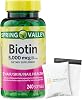 Spring Valley Biotin 5000 mcg 240 Count, Dietary Supplement for Hair Skin Nails, Hair Vitamins for Hair Loss for Women Set with Basket Goods Store