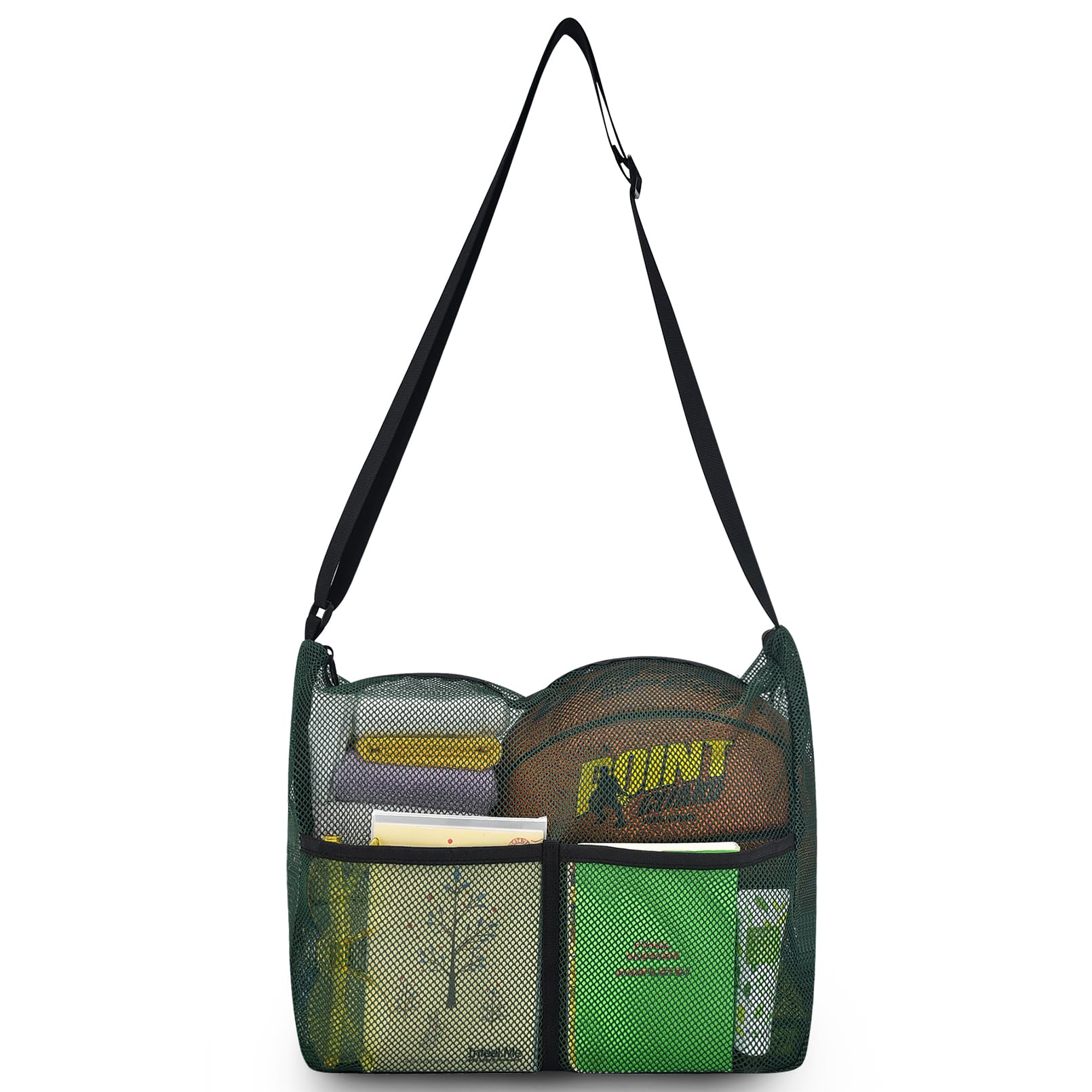 Mildbeer Gym Tote Bag, Mesh Bag Crossbody Satchel 12x6x12 for Gym Beach Ball Games Training Camping Hiking Clothes Storage