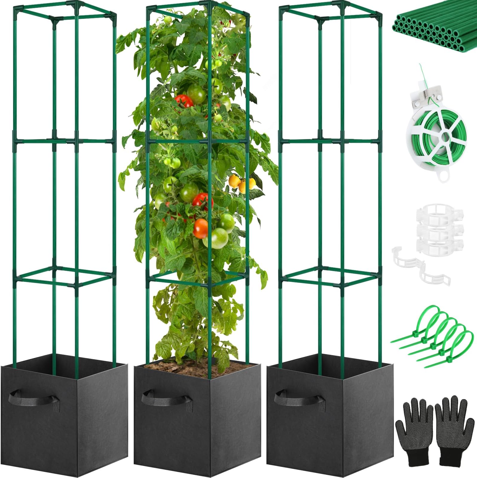 Biggun 3 Pack Tomato Planter with Cages 10 Gallon Sturdy