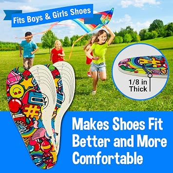 Kids Shoe Insoles Bubble Gum Scented Soft Foam Replacement Inserts for Toddler and Child Shoes 2 Pairs Cut-to-Fit Comfortable Insoles for Kids' Sneakers and Everyday Footwear
