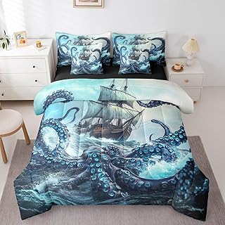 Erosebridal Nautical Kids 7 Pieces Bedding Sets Ocean Sailboat Comforter...