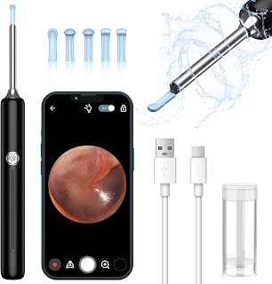 Ear Wax Removal Kit,1080P HD Waterproof Integrated Silicone Otoscope for Adults, Children and Pets, Ear Wax Remover Otoscope with Silicone Ear Spoon for iPhone, iPad, Android Phones
