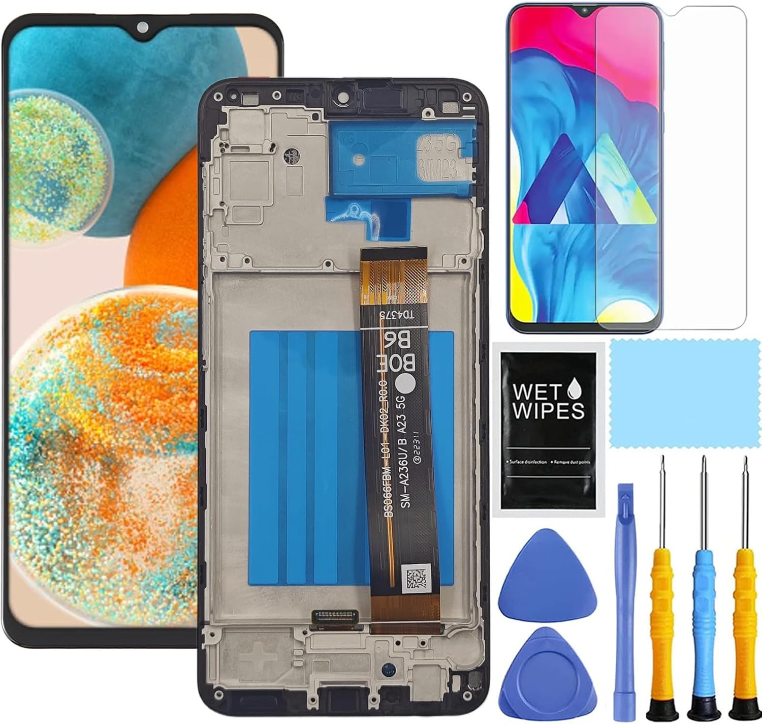 for Samsung Galaxy A23 5G Screen Replacement with Frame for Samsung A23 a236u a236a a236w a236b S237vl S236dl LCD Display digitizer Touch Screen Assembly with Repair Tools 6.6"（Not for A23 4G