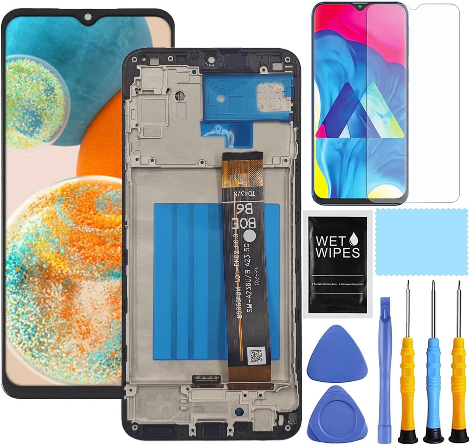 for Samsung Galaxy A23 5G Screen Replacement with Frame for Samsung A23 a236u a236a a236w a236b S237vl S236dl LCD Display digitizer Touch Screen Assembly with Repair Tools 6.6"（Not for A23 4G