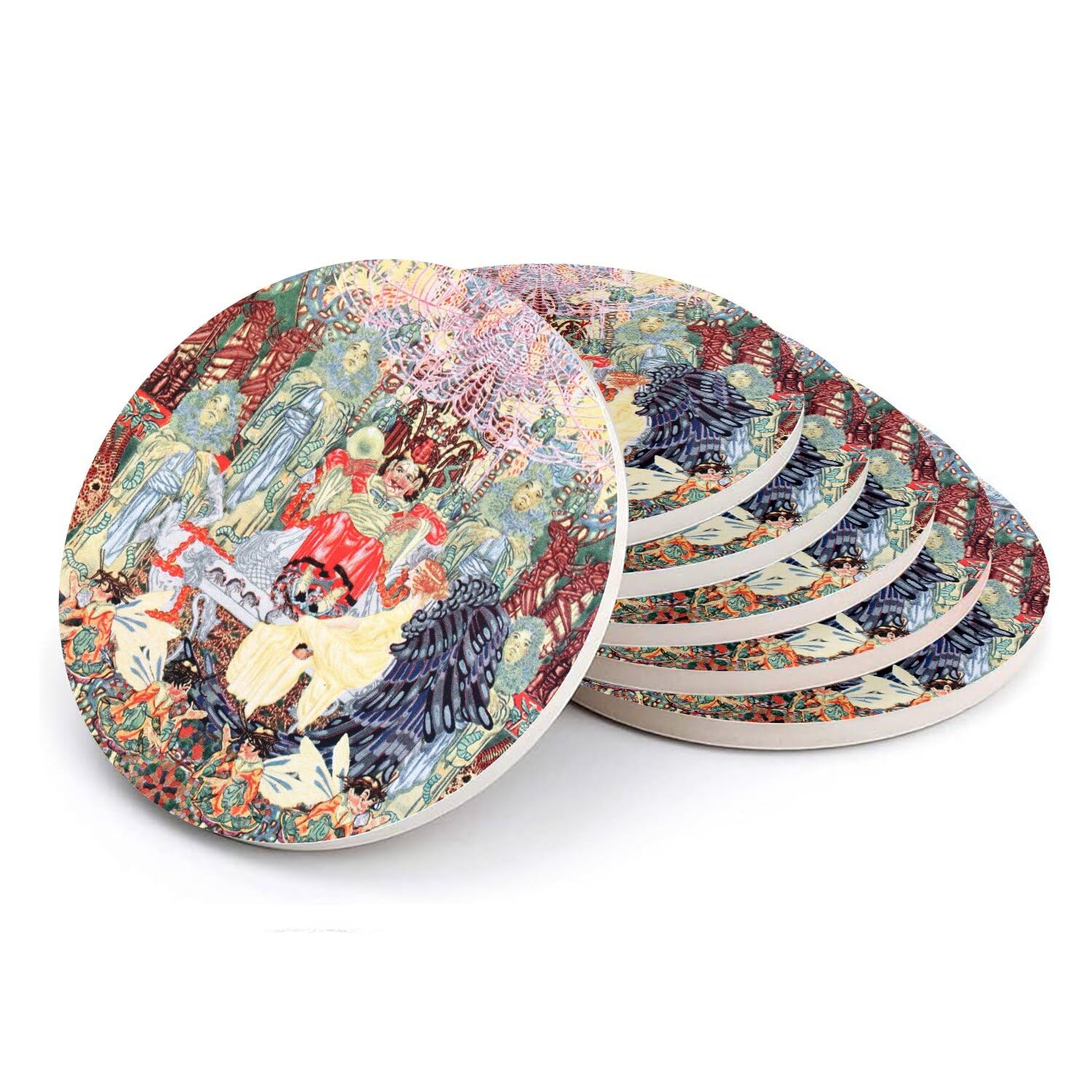 Sous-verres ronds en céramique Dugald Walker, idée cadeau rétro lot de 6 contes d'Andersen