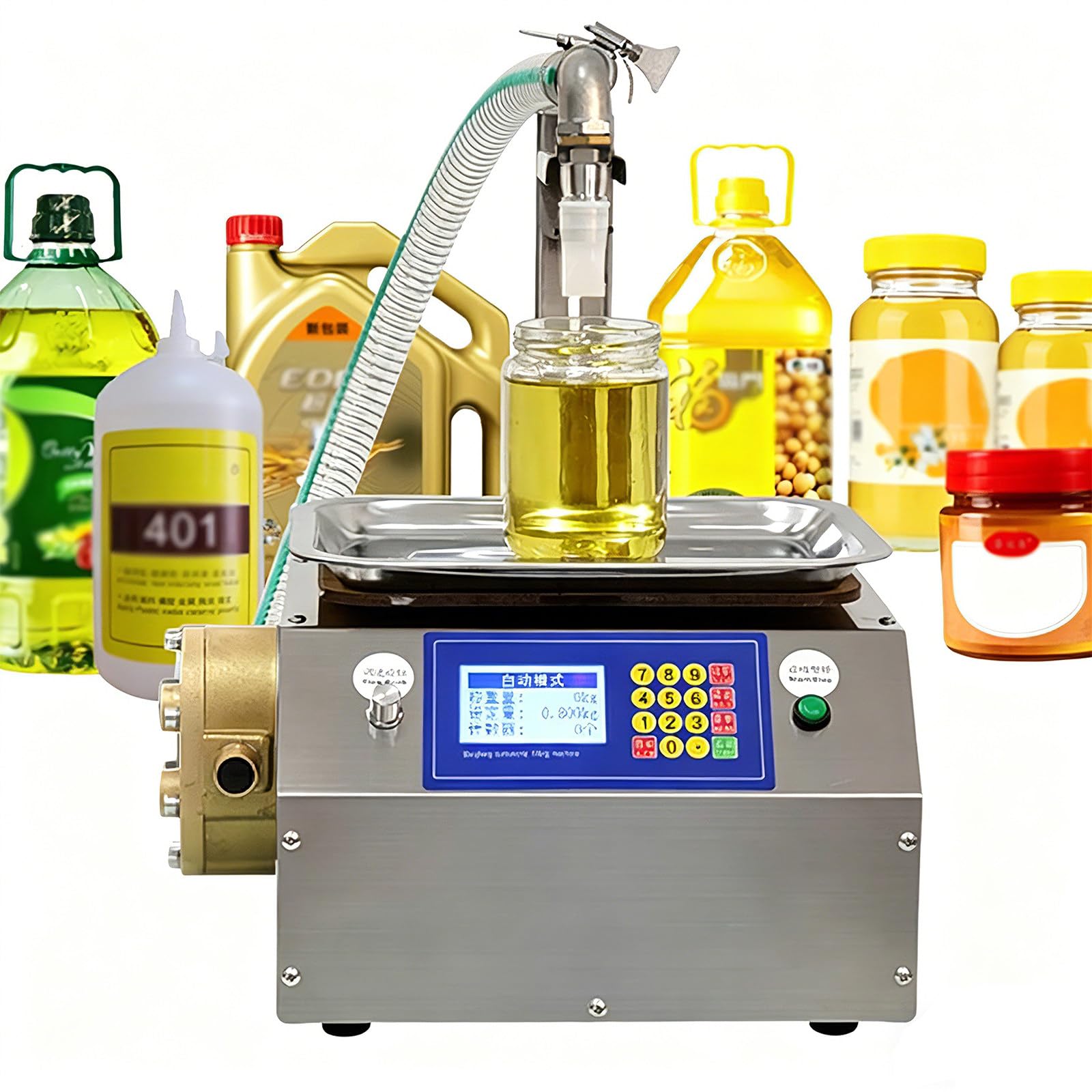 Osnzyc Viscous Liquid Filling Machine,Automatic Counting and Tare Function,Quantitative Weighing, Digital Control Quick Fill Filler for Oil, Laundry Detergent, Gel, Honey, Sauce