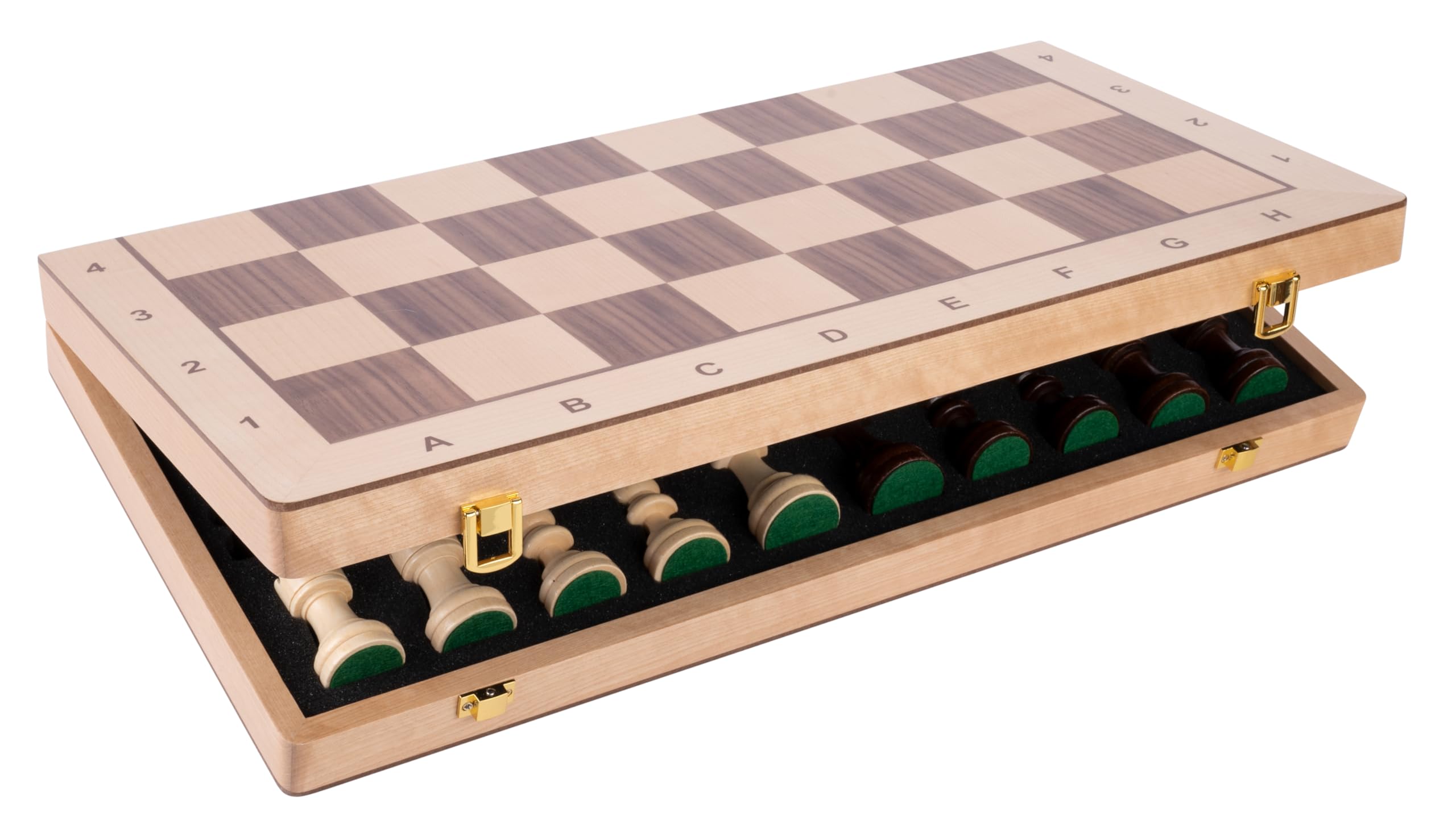 Engelhart, 151206, Large Birch wood chess set, Walnut and maple veneer, Foldable, Dimensions: 45 x 45 x 5.5 cm, King: 90 mm - Image 3