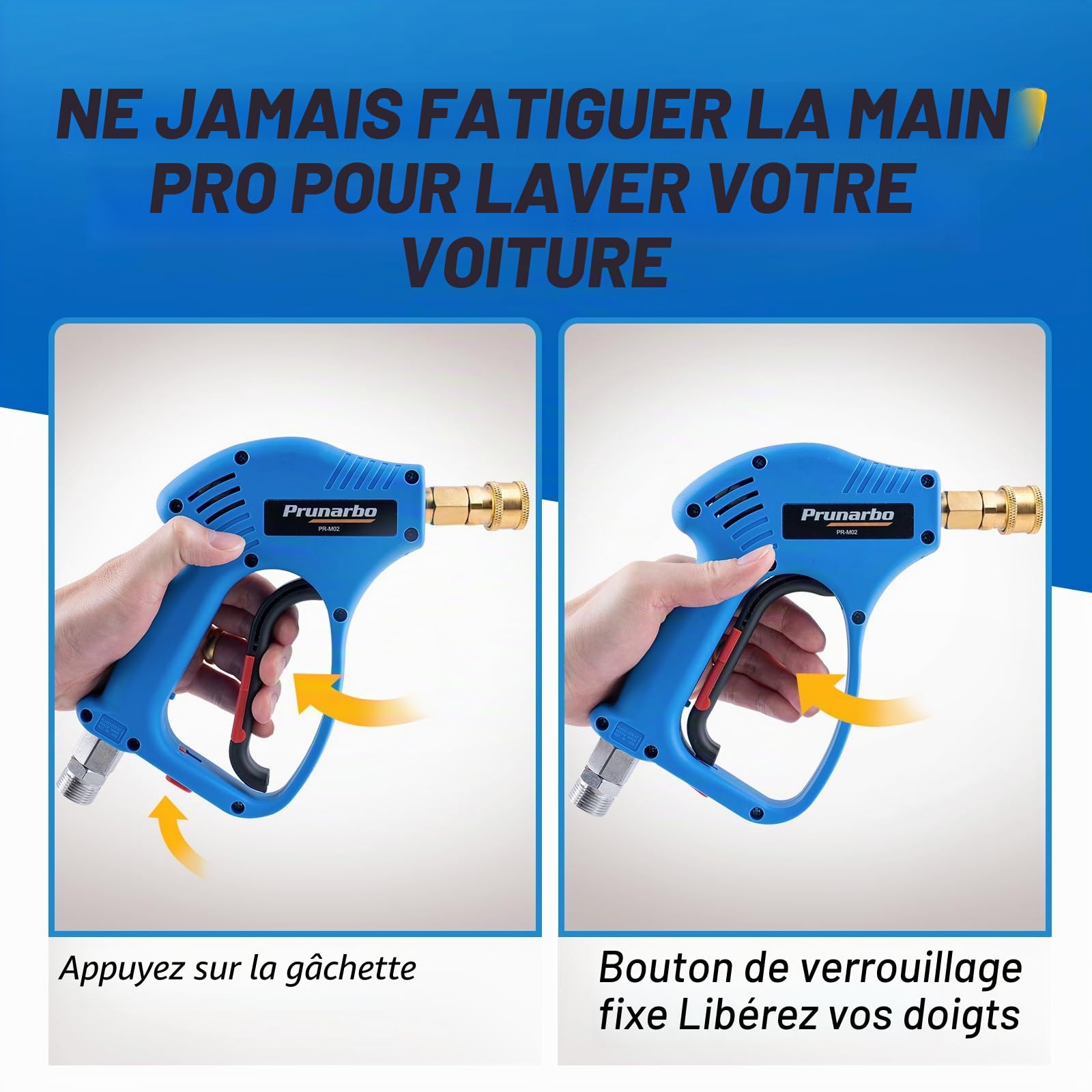Kit Pistolet de Nettoyeur Haute Pression avec Canon à Mousse, 1/4" Raccord Rapide, 5 Embouts de buses, Adatateur compatible Nilfish/Bosch (PR-M02-NB-B)