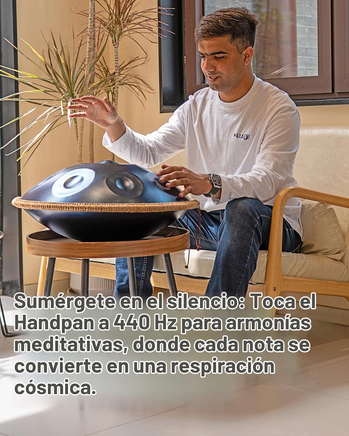 Instrumento handpan 440 Hz Re menor 22 pulgadas hand pan steel drum hand drum 9 notas 10 notas 12 notas Tambor de lengüeta de acero premium para meditación y relajación (azul, 9Y)