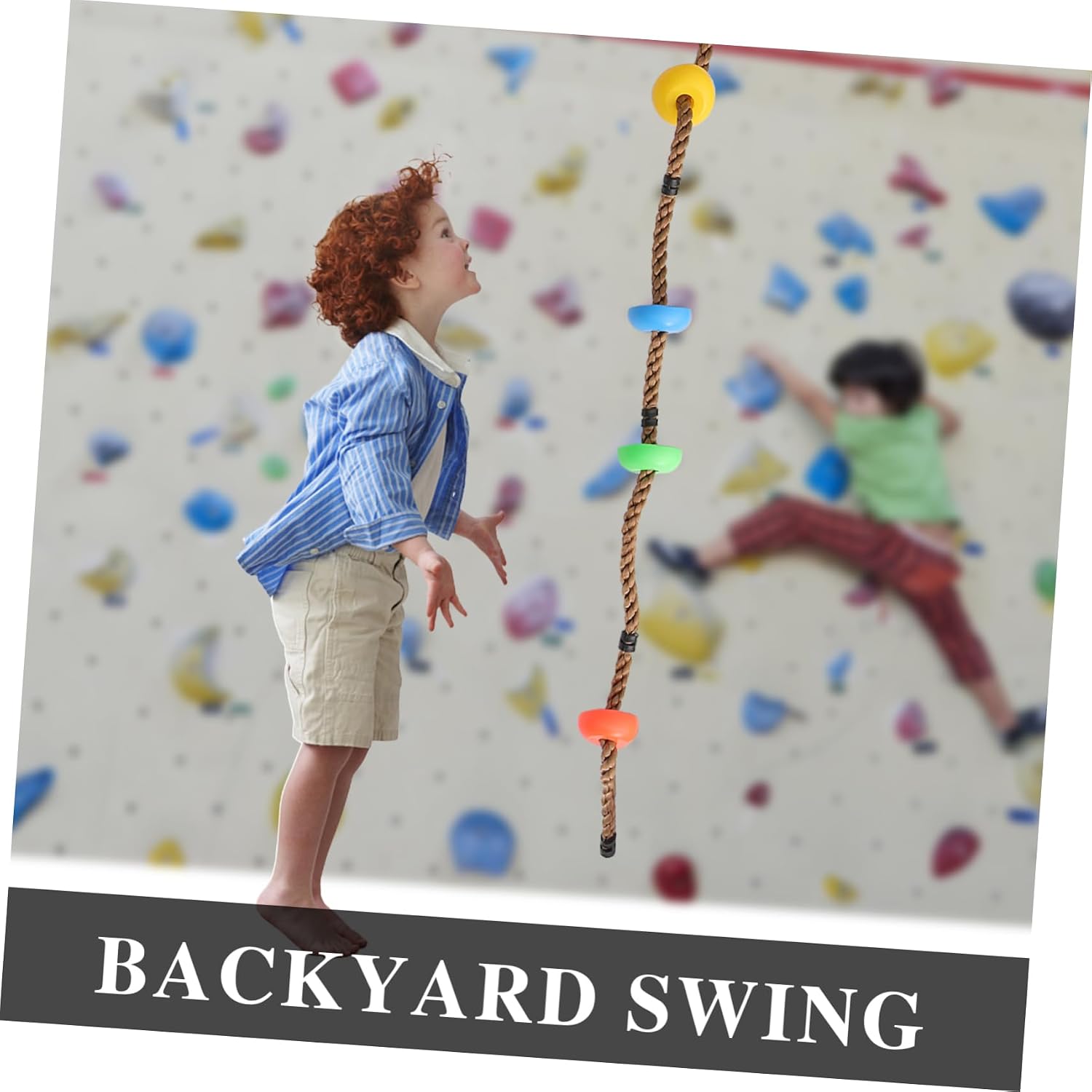 Generic Creative Outdoor Climbing Rope with Disc Swing for Sturdy Backyard Exercise Ladder for Boys and Safe Playground Activity for Teenagers Random Color