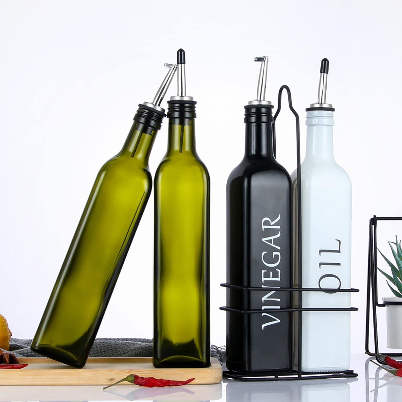 Juego de Dispensador de Aceite Y Vinagre de 500 Ml (17) Botella Dispensadora de Vinagre Negra Botella Dispensadora de Vinagre Blanca