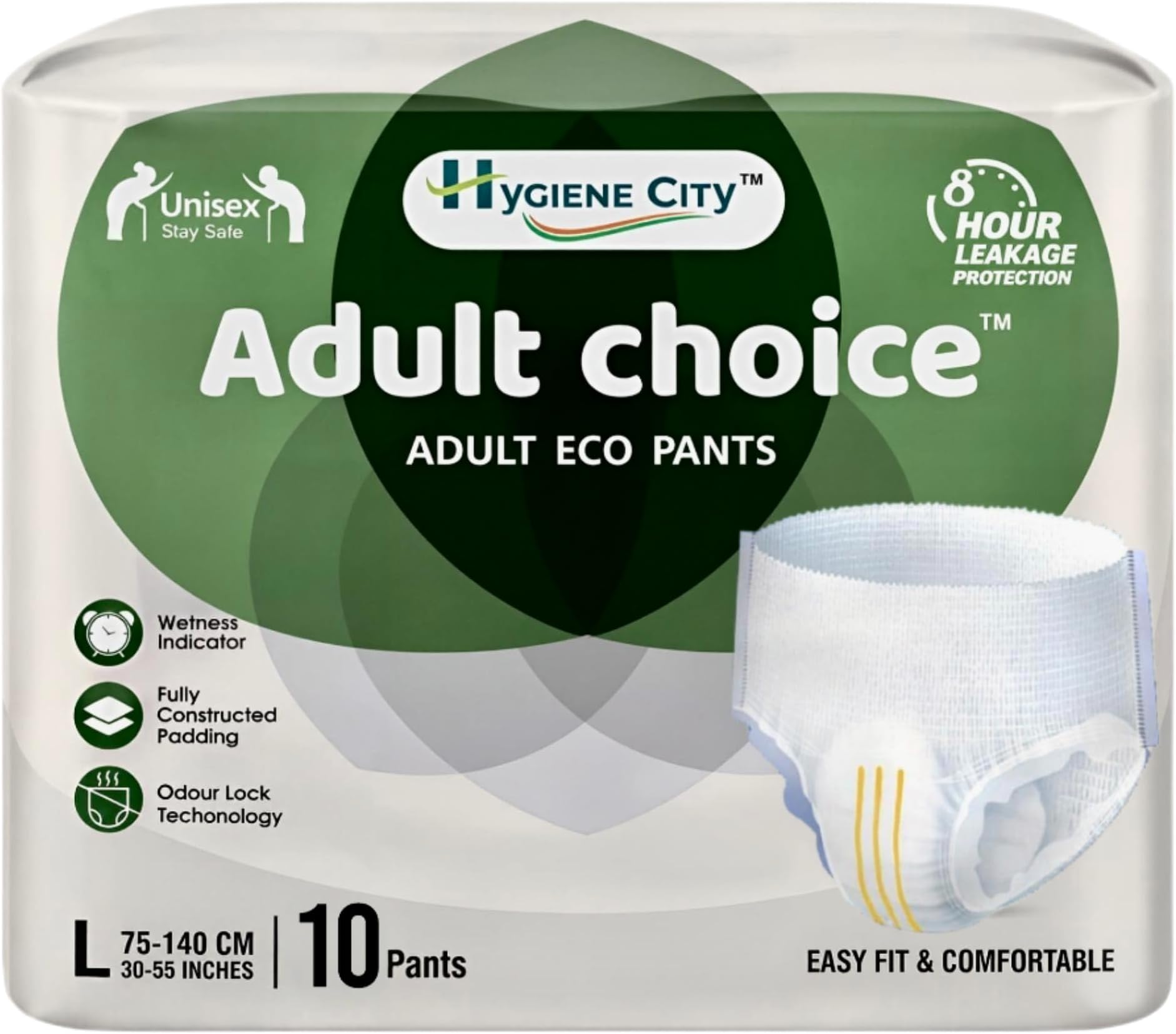 10x Adult Choice Incontinence Pants Women and Men, Adult Pull Up Nappies with Wetness Indicator, Max Absorbency, Leakage Protection, Odor Control (Large (10 Count))