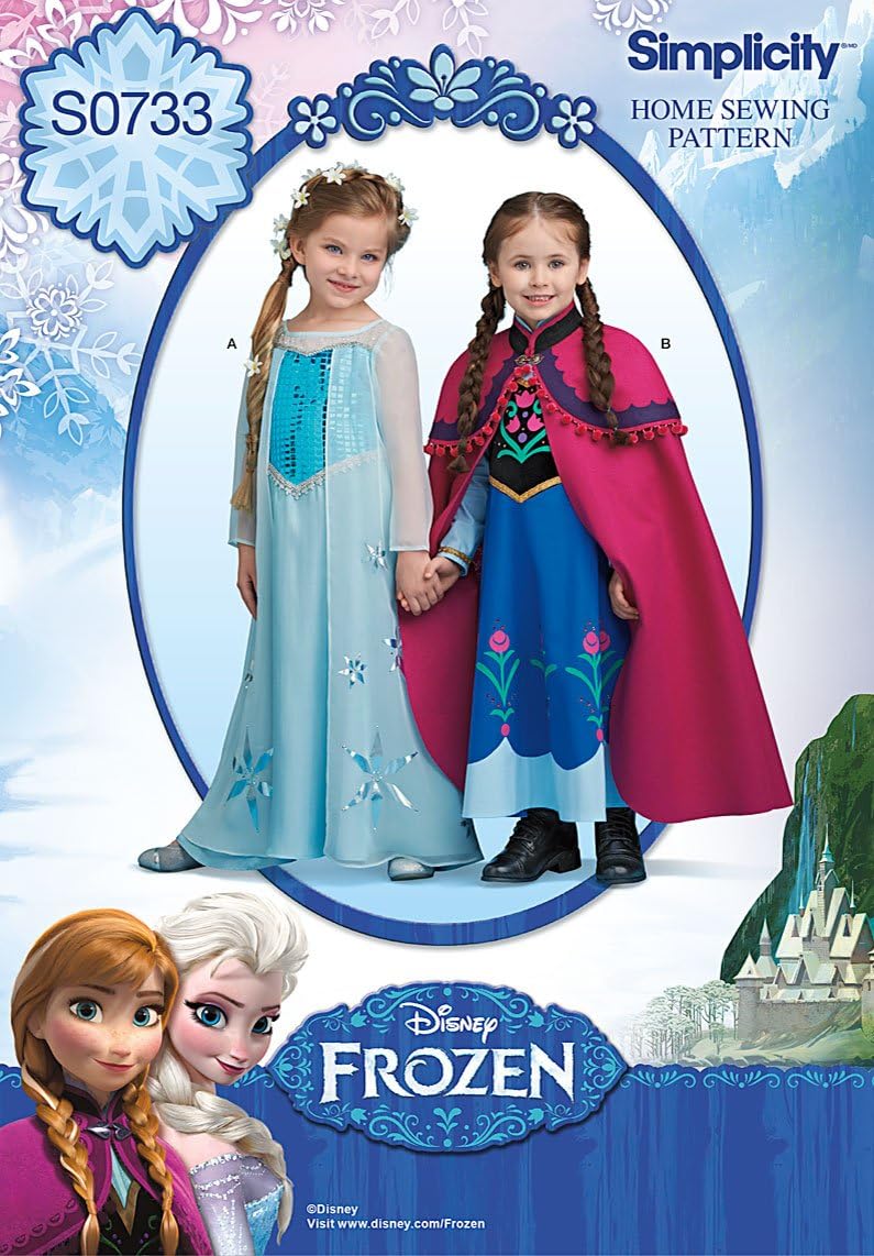 Amazon.com: Simplicity Girls Sewing Pattern 1233 Disney Frozen Elsa Ice ...