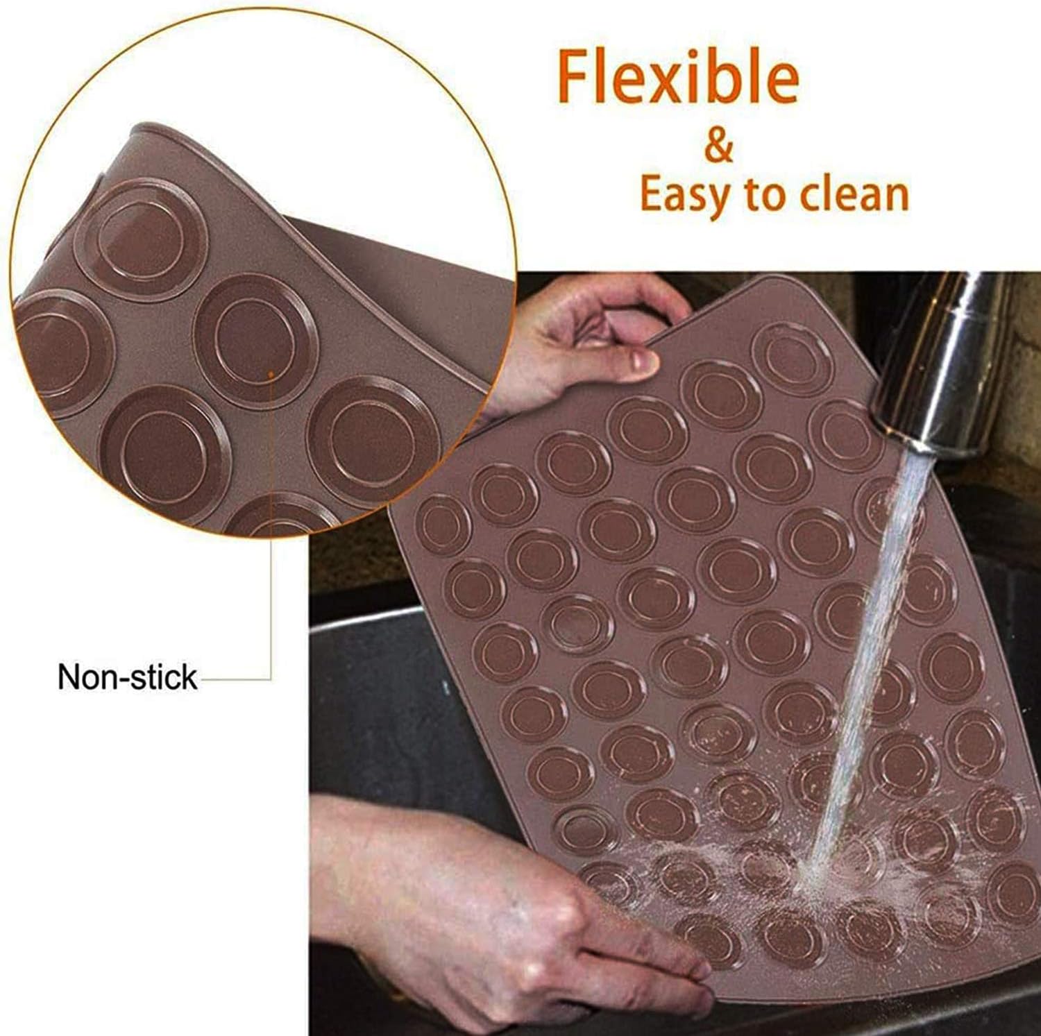 1 Pcs Macaron Silicone Mat Baking Mats Cake Molds Chocolate Molds for Macarons Making 48 Capacity