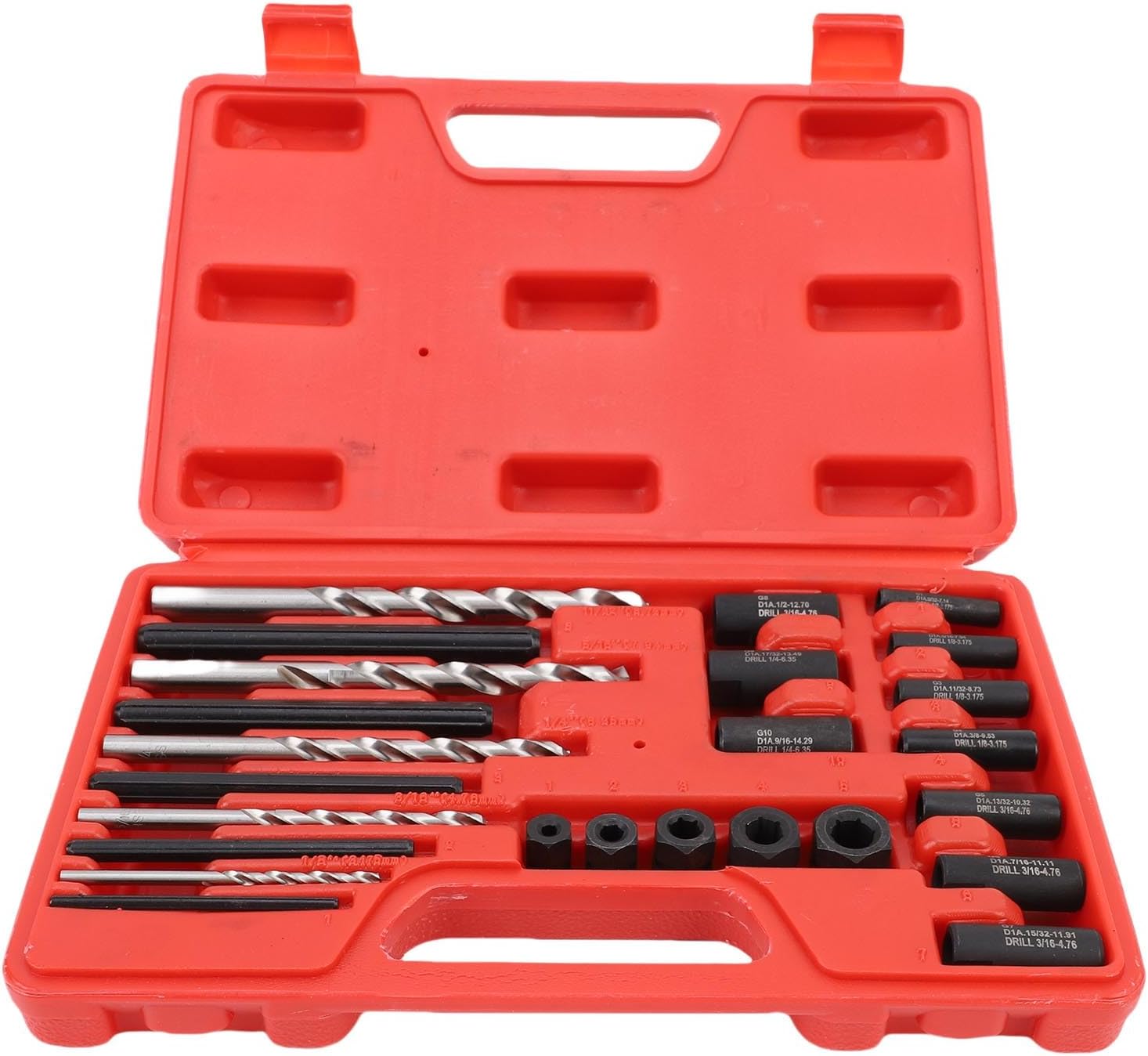 25-Piece Screw Extractor Set - High Hardness Molybdenum Steel olts r Kit with Drill its & Storage Case for Damaged Screw/olts Extraction