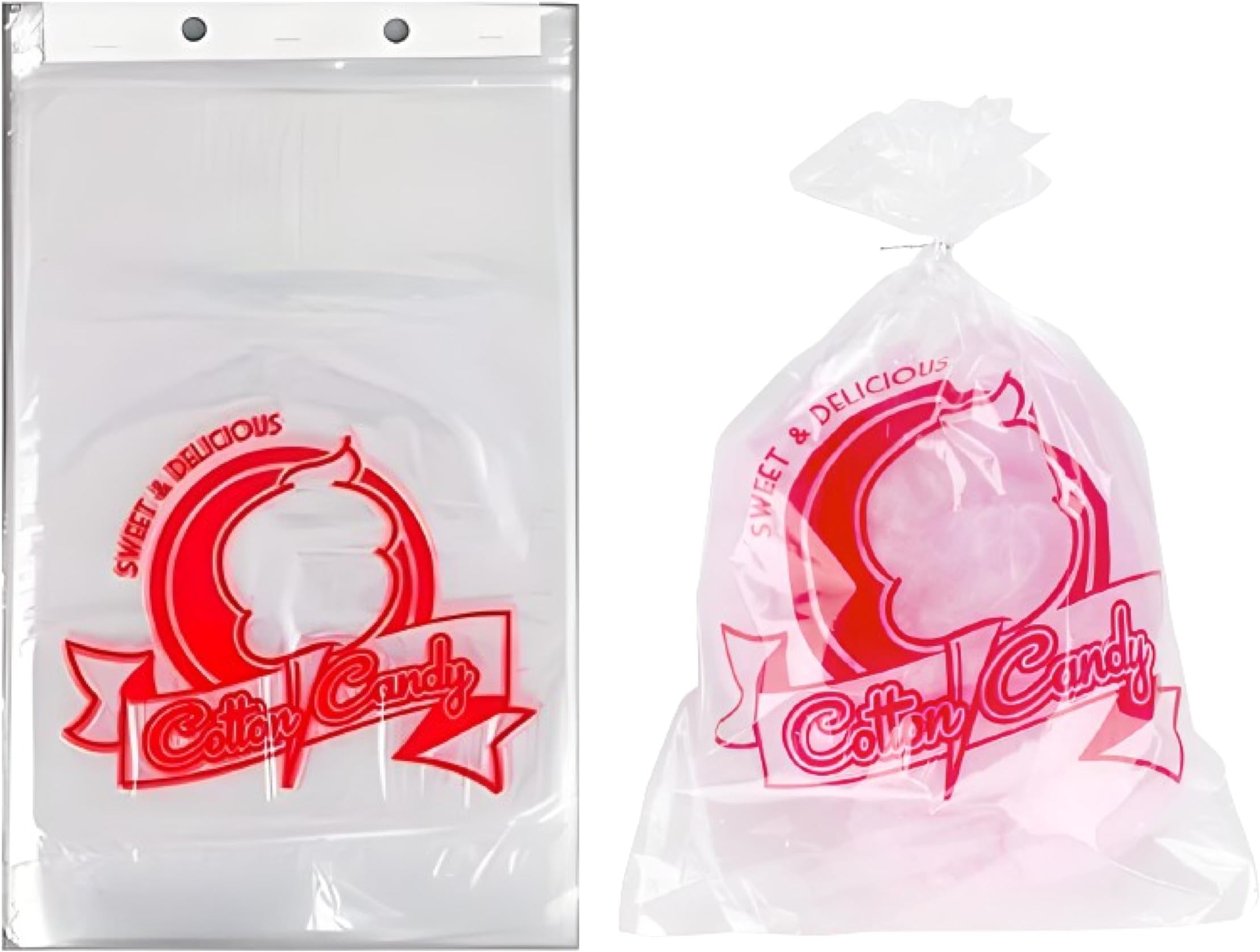 Concession Essentials Cotton Candy Bags-300CT with Twist Ties, 0.5" Height, 18" Width, 12" Length (Pack of 300)