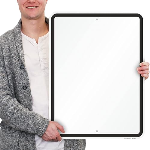 Miniatura 2 de SmartSign Letrero de metal en blanco de 24 x 18 pulgadas con borde, serigrafiado, aluminio laminado U52 de 80 mil a prueba de óxido, blanco y negro