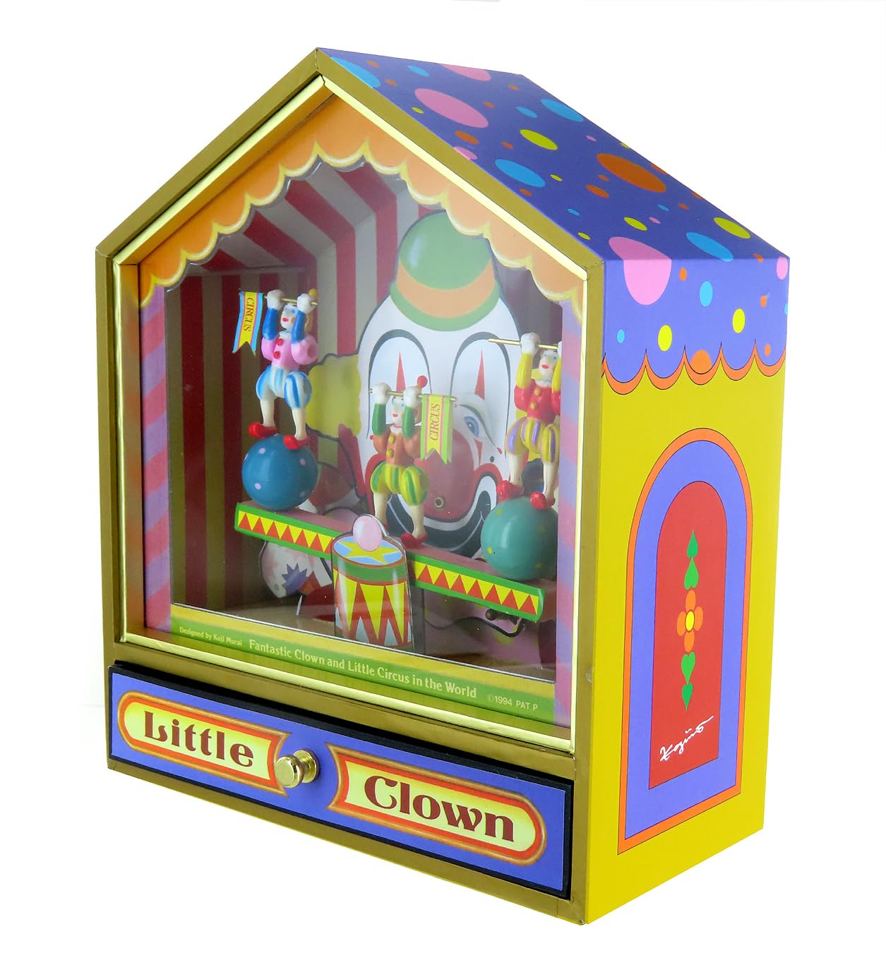 Spieluhr / Spieluhr aus Holz mit Zirkus Clowns auf Schaukel und 18 Noten Federmechanismus (Ref: 64-066) Johannes Brahms Wiegenlied