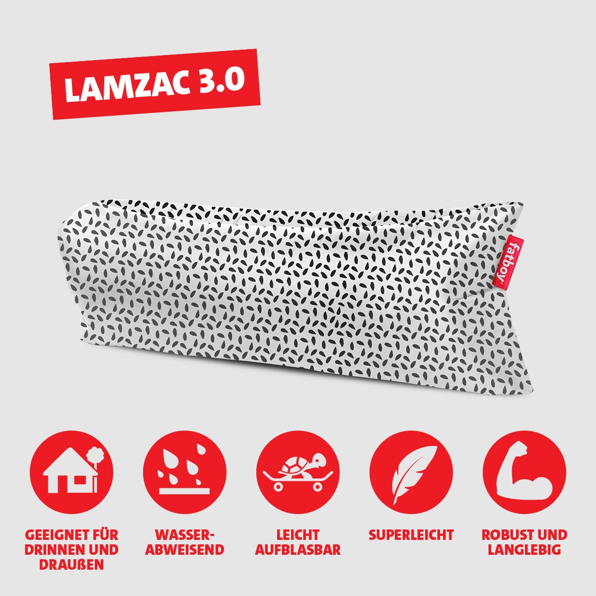Fatboy Lamzac Originalversion 3.0 Aufblasbare Liege mit Tragetasche