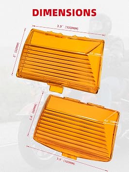 Amazicha Orange Front Rear LED Fender Tips Lights Mud Guards Covers Lens Compatible with Harley Davidson Electra Glide Road King Heritage Softail