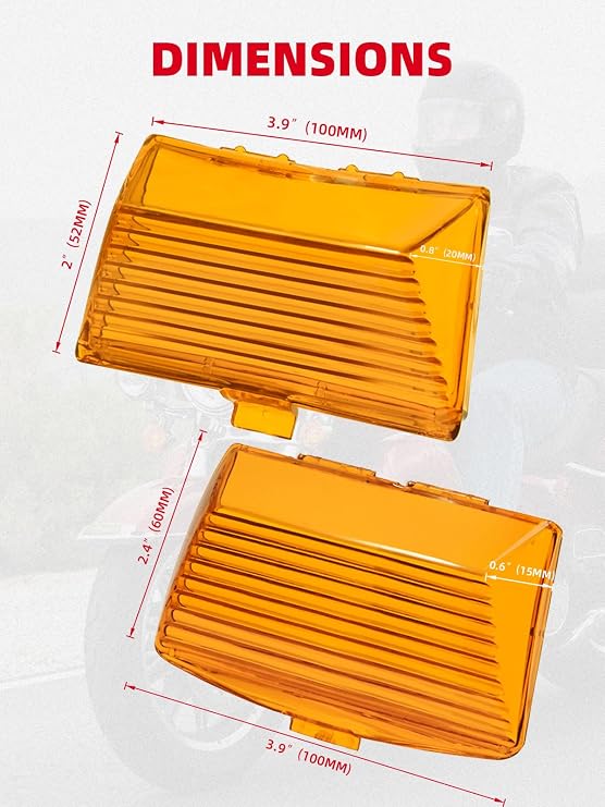 Amazicha Orange Front Rear LED Fender Tips Lights Mud Guards Covers Lens Compatible with Harley Davidson Electra Glide Road King Heritage Softail
