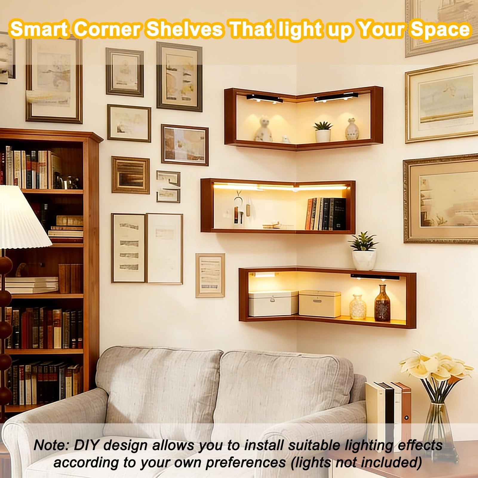 Estantes De Esquina Flotantes, Estante De Esquina De Pared para Decoración De Dormitorio, Estantes De Exhibición Modernos para Plantas Y Libros, Ahorro De Espacio(L-Shape A 30 x 60 x 20 cm,3 Pack)