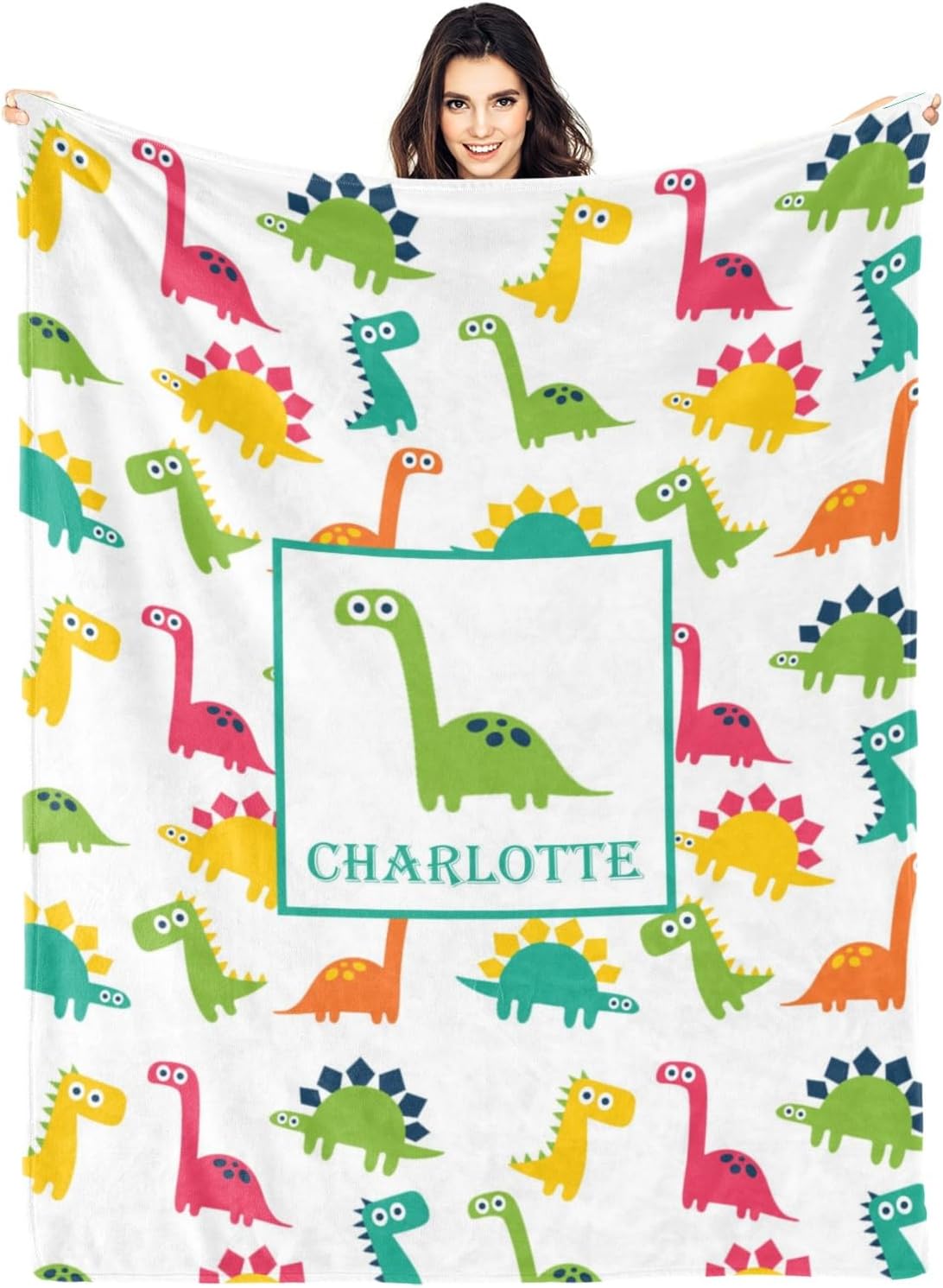 Dinosaur Blanket Gifts, Custom Name Dinosaur Baby Blanket