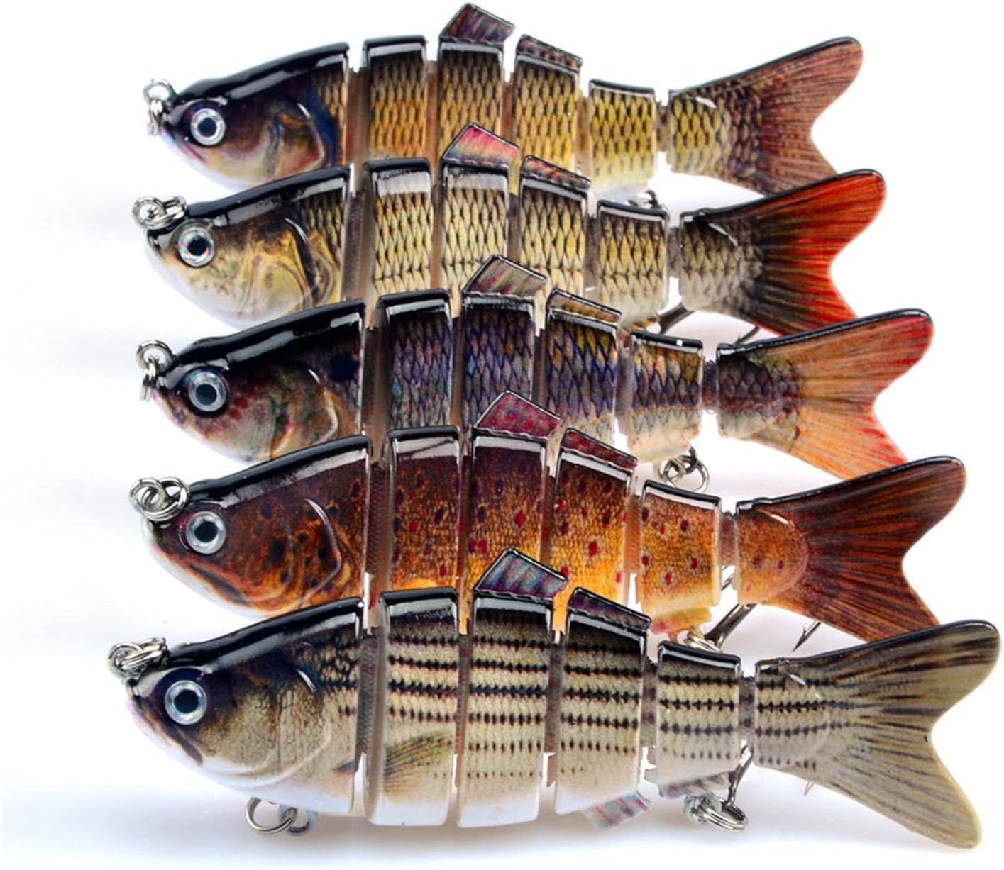 5Pcs 10cm 19g 6 Segmented Multi Jointed Swimbaits Lifelike Sinking Bionic Fishing Lure for Trout Perch Carp Bass Fishing Tackle Fishing Hard Bait
