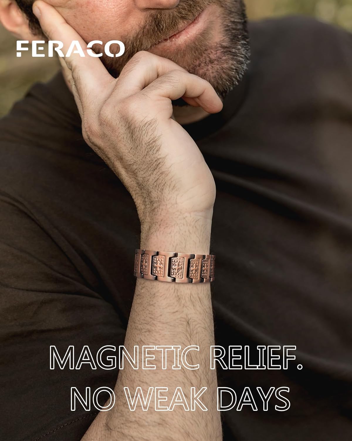 Feraco Copper Cross Bracelet for Men,Magnetic Therapy Bracelet Copper Jewelry with Powerful 3800 Gauss Magnets - Image 6