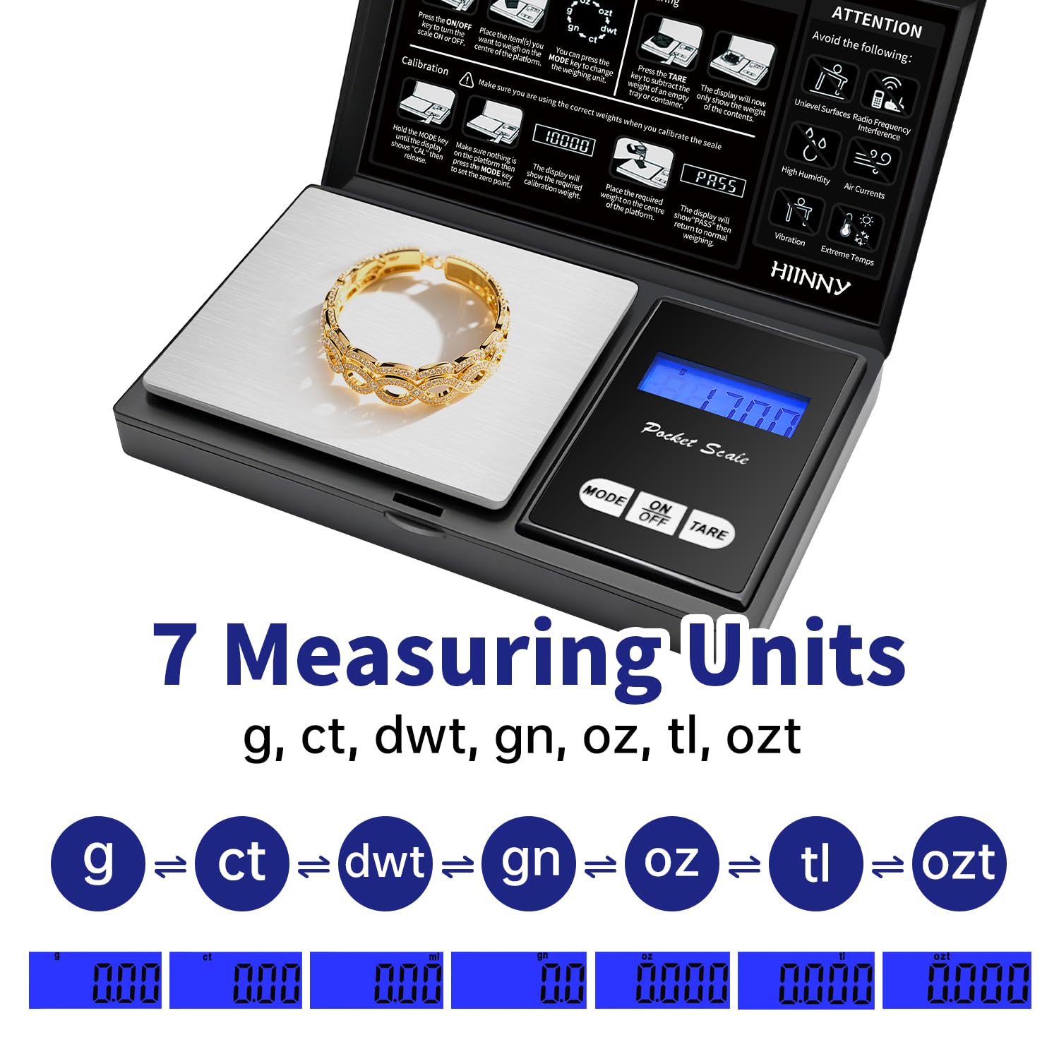 Báscula digital de bolsillo de 7.05 oz/0.00 oz, báscula pequeña de alta precisión para joyería, mini, hierba, moneda, oro, comida de viaje portátil, gramo y onzas, con peso de calibración de 5