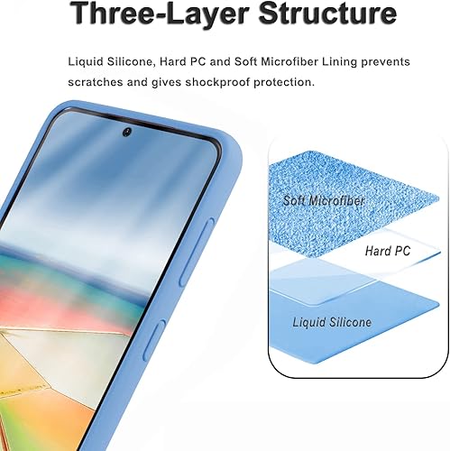 Miniatura 3 de Funda de silicona compatible con Galaxy S21 FE de 6.4 pulgadas, forro de tela de microfibra, cubierta de goma de gel de cuerpo completo (Jean Blue)