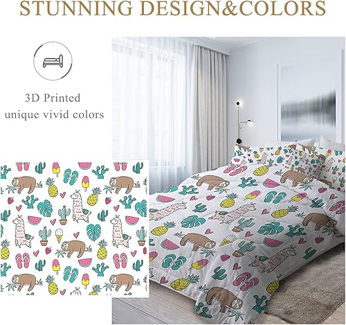 Miniatura 25 de Juego de cama individual de 8 piezas con edredón y sábanas en una bolsa para niños y niñas en una bolsa - Linda ropa de cama de animales de granja