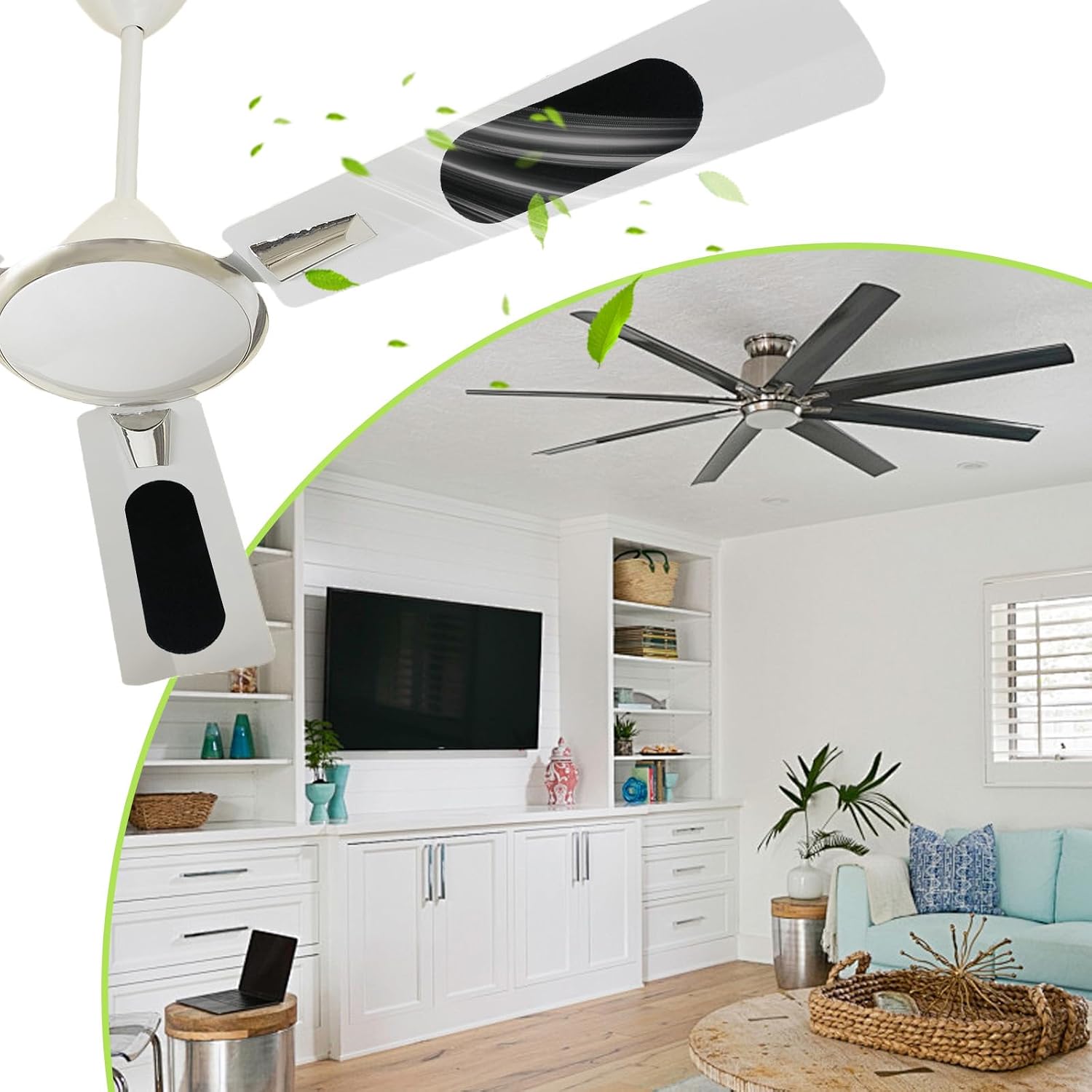 10pcs Ceiling Fan Filters for Blades,Ceiling Fan Air Purification Component,Fan Blade Air Purifier Pads,Ceiling Fan Blade Covers Replacement Accessories