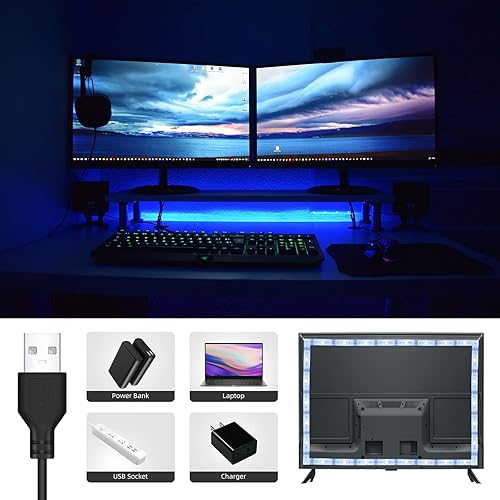 Vista 7 de HEDYNSHINE Tira de luces LED que funcionan con pilas de 20 pies, tira de luces LED USB con batería, control por aplicación de teléfono inteligente