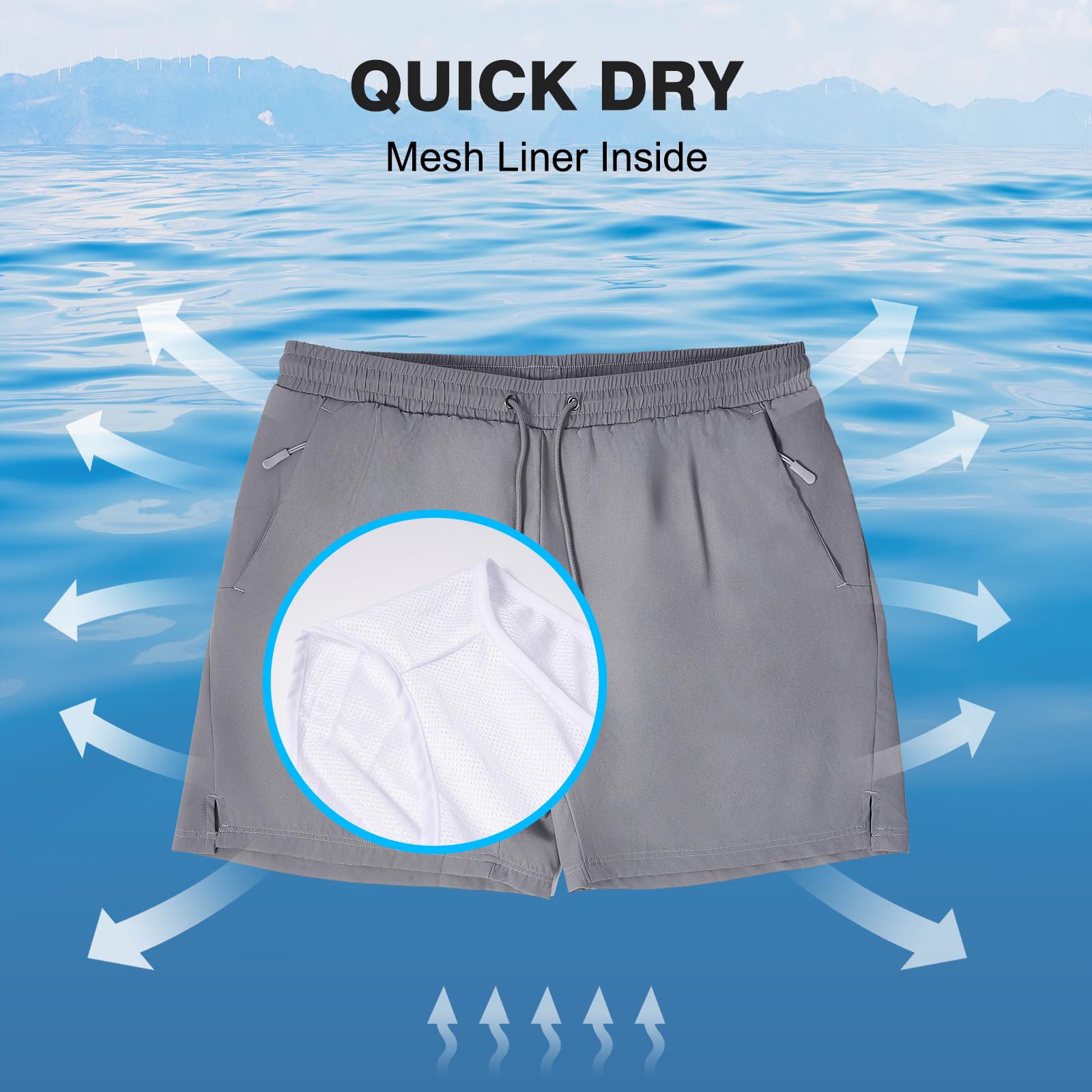 Badehosen für Herren Badeshorts Schnelltrocknen Schwimmhose Männer Badehose mit Reissverschluss