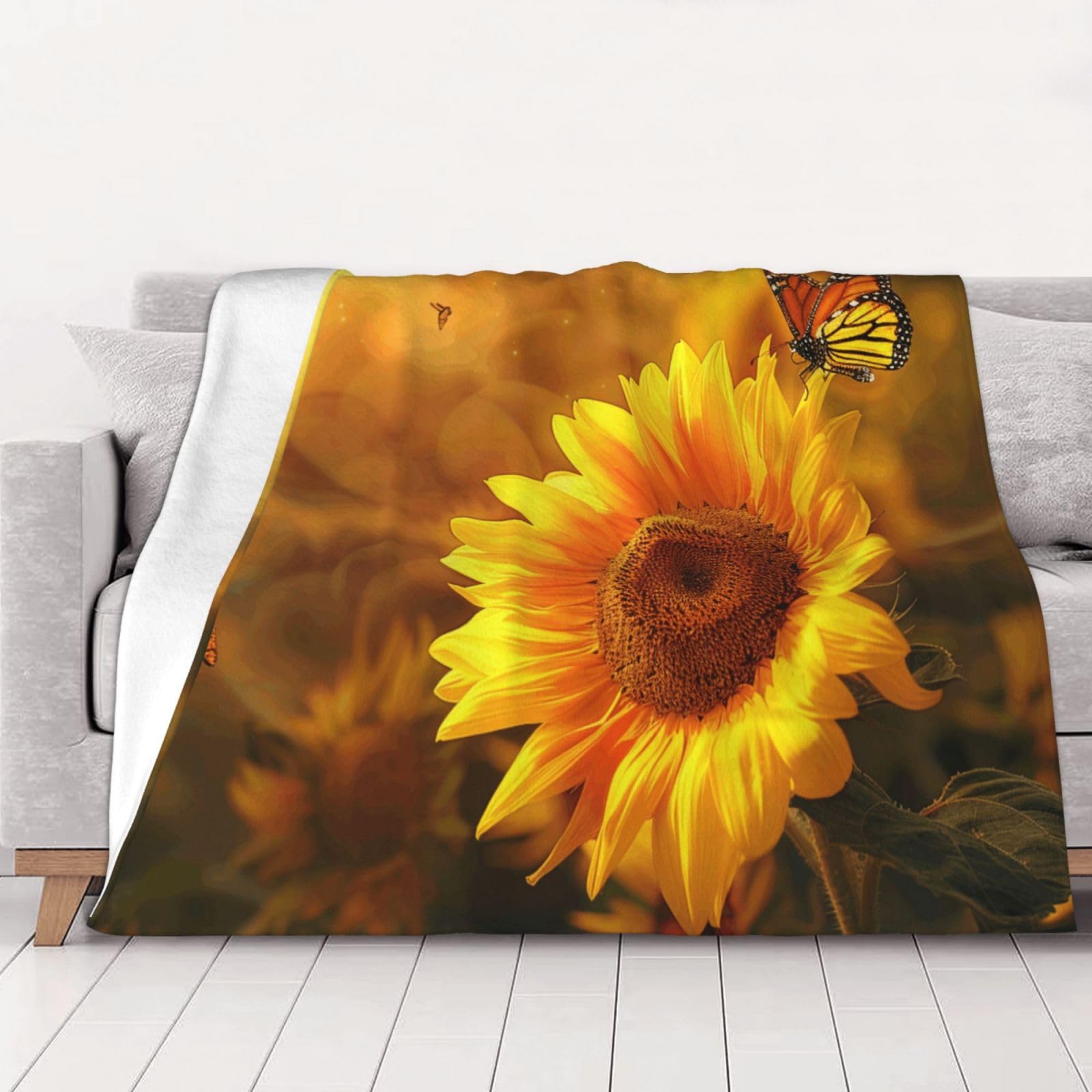 Couverture flanelle tournesol contre le froid plaid doux et chaud adulte 150x125
