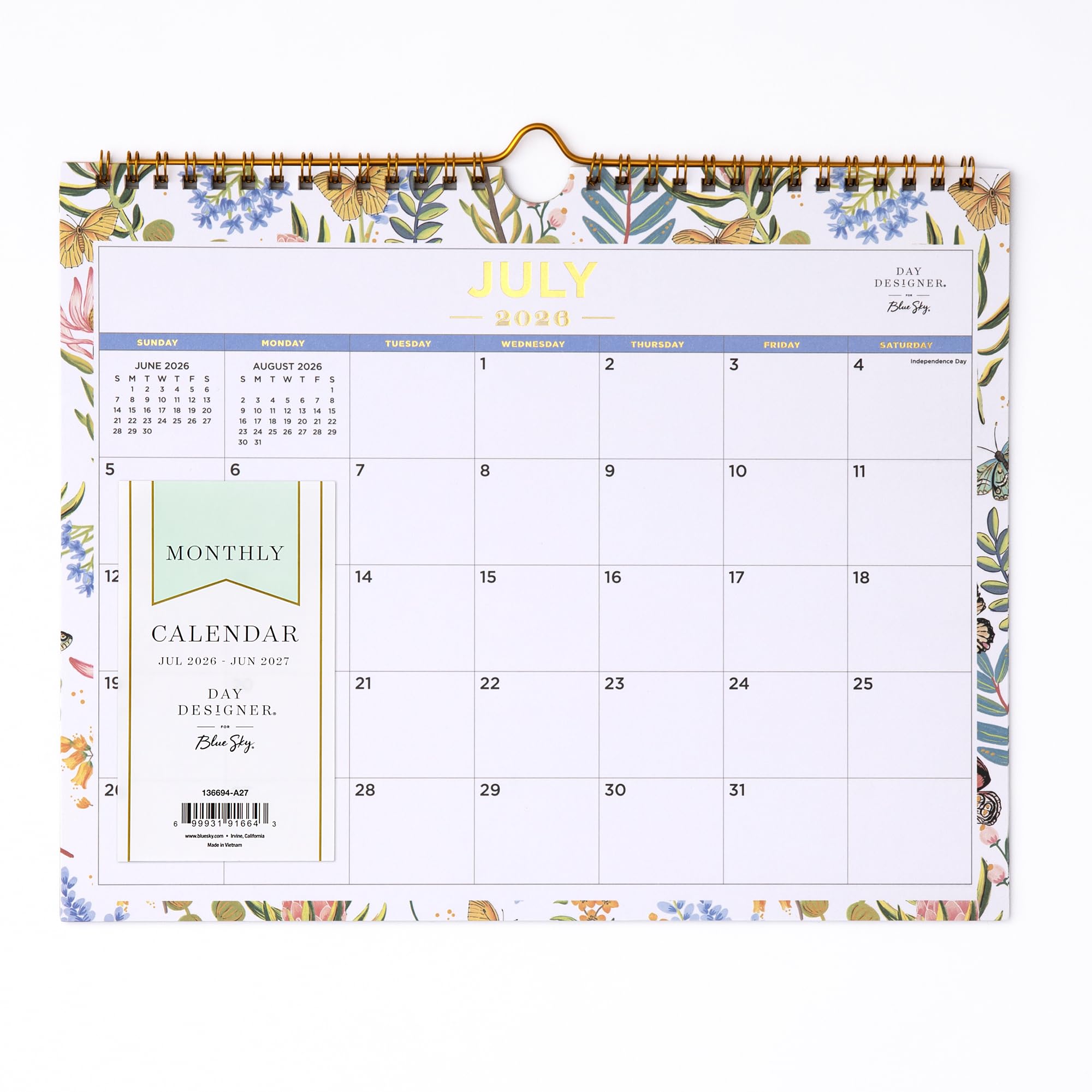 Blue Sky Day Designer 2026-2027 Monthly Academic Year Wall Calendar, July 2026 - June 2027, 11" x 8.75", Durable Twin Wire Binding, Perfect For Home,