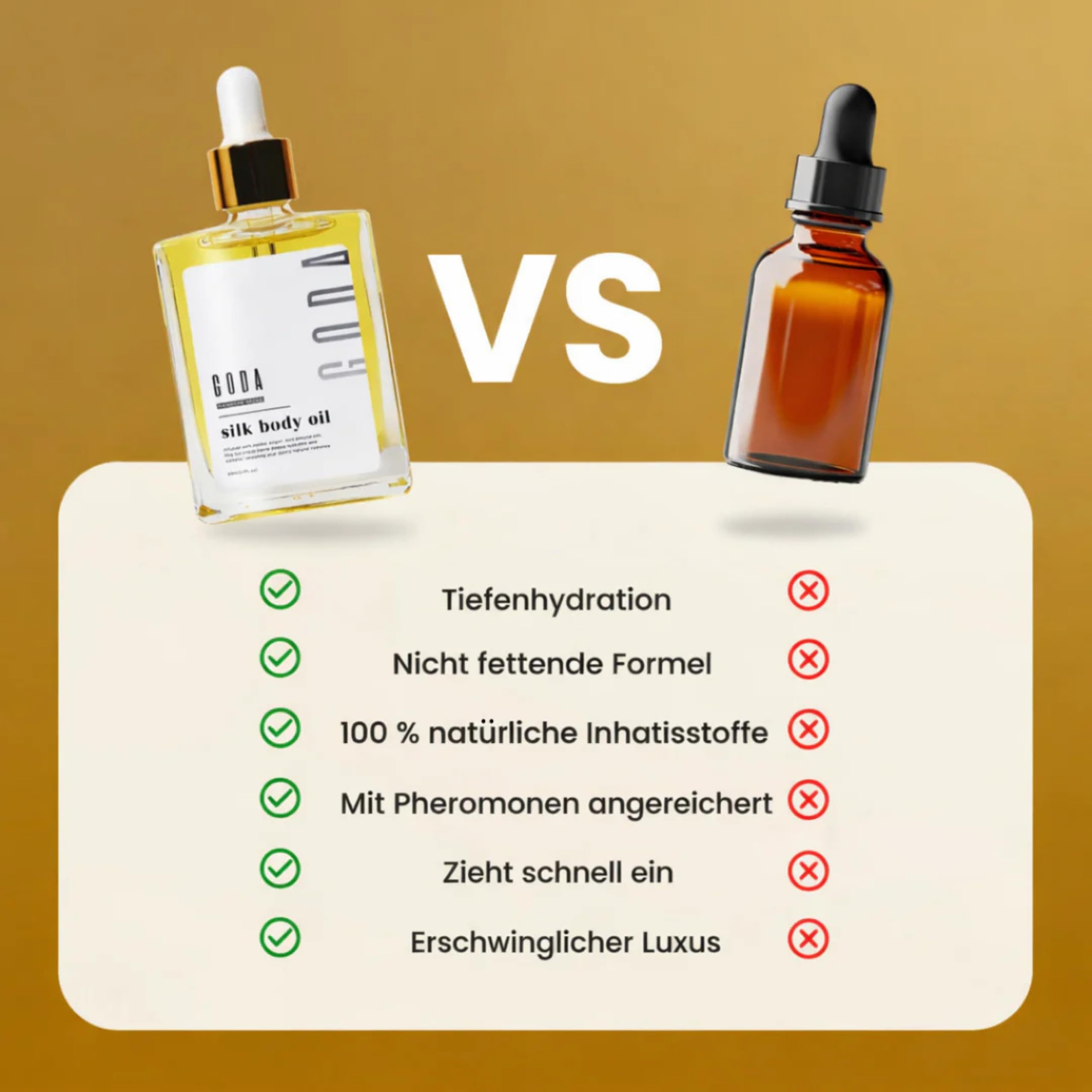 GODA Silk Body Oil 50 ml – Körperöl mit Jojoba Argan Mandelöl – Schnell einziehende Feuchtigkeitspflege für weiche Haut – Glow Effekt Hautpflege für Damen & Herren – Nicht fettend luxuriös pflegend