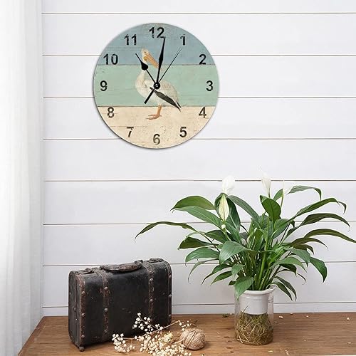 Miniatura 4 de Reloj de pared redondo de madera de estilo rústico de 15 x 15 pulgadas, con números arábigos, reloj de madera silencioso, sin tictac, funciona con