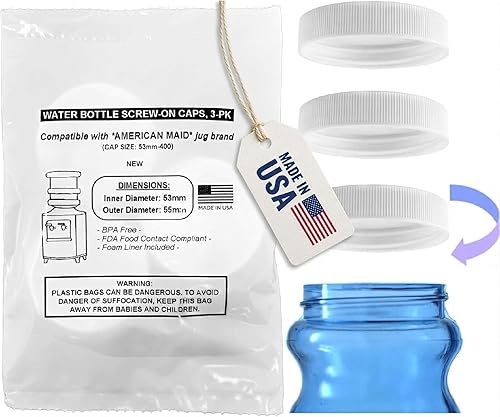 Tapas roscadas/atornillables para botellas de agua de 3 y 5 galones (paquete de 3) (2.087 in, blanco)