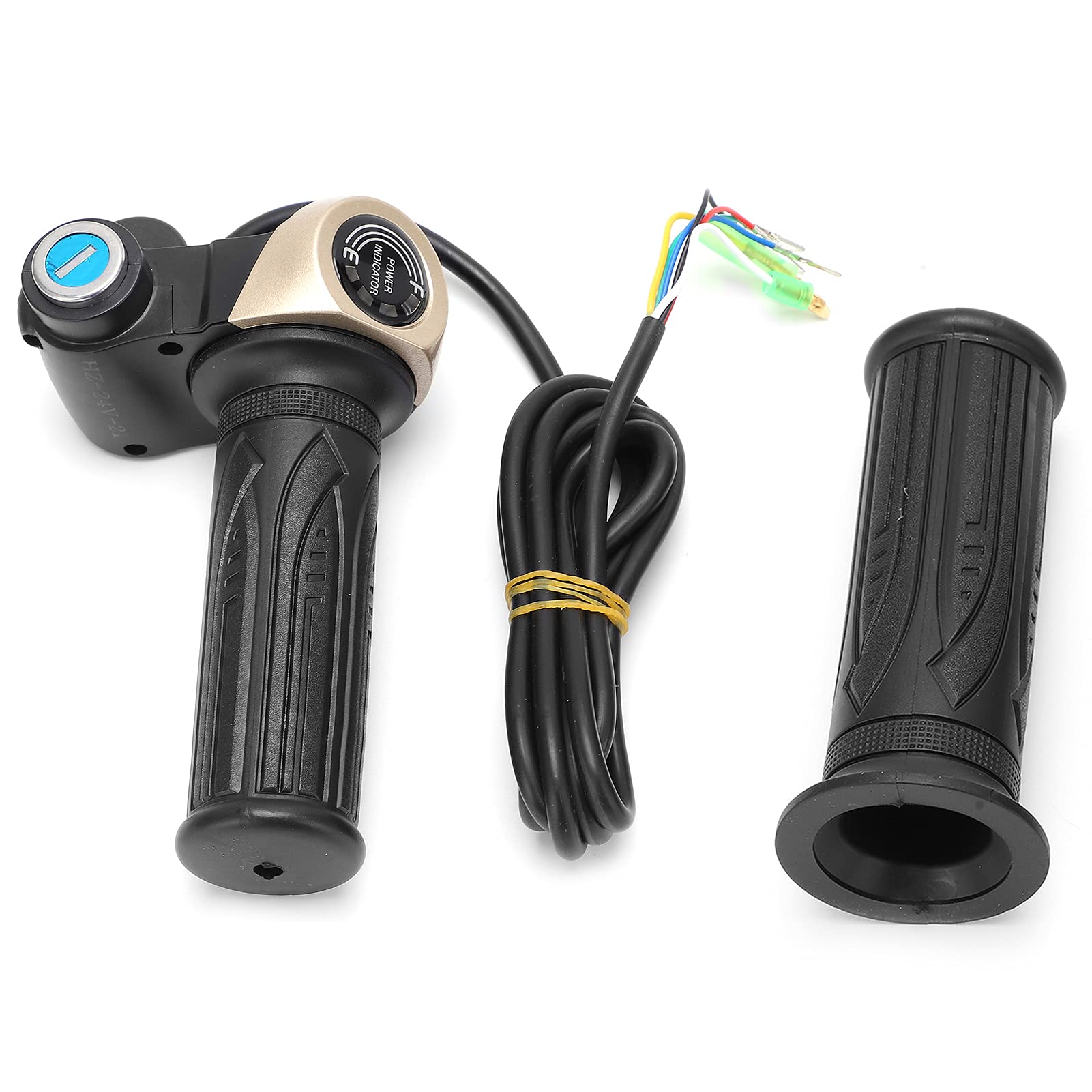 Tissting Poignée d'Accélérateur Vélo Électrique 24V avec Affichage LED Étanche,Manette de Vitesse pour Scooter Électrique avec Écran LCD et Design Ergonomique Diamètre 22mm/0.9in