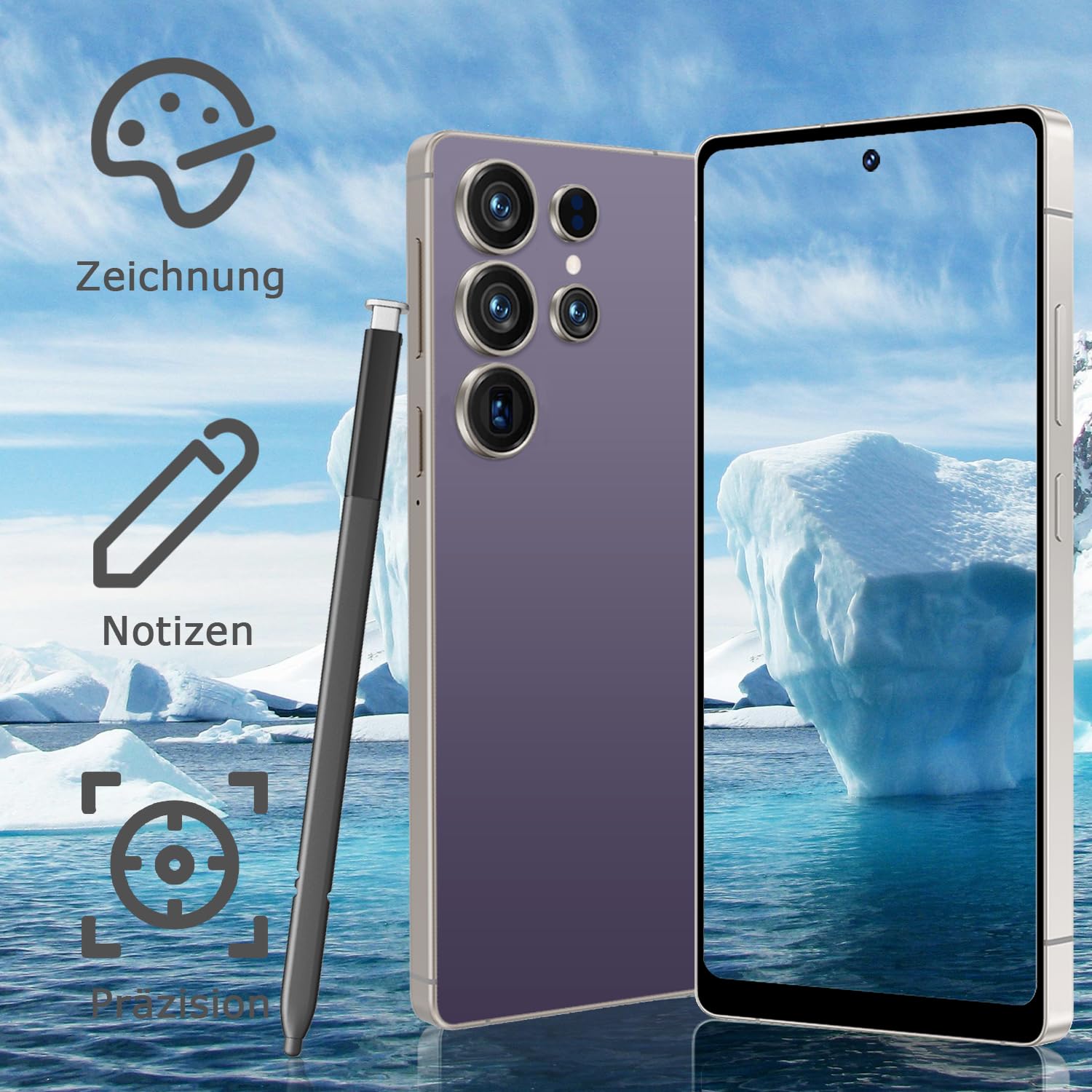 Android Smartphone 8+256GB | 6,8" HD-Bildschirm, 4500 mAh & 21+8 MP Kamera | Simlockfrei mit Dual-SIM, Face ID & OTG - Günstig ohne Vertrag,Roségold