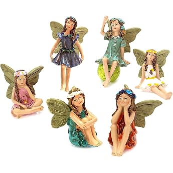 Srcasy Set of 6 Resin Fairy Statues, Miniature Fairy Figurines | Fairy Garden Miniature Fairy Figurines Elves, Garden Outdoor