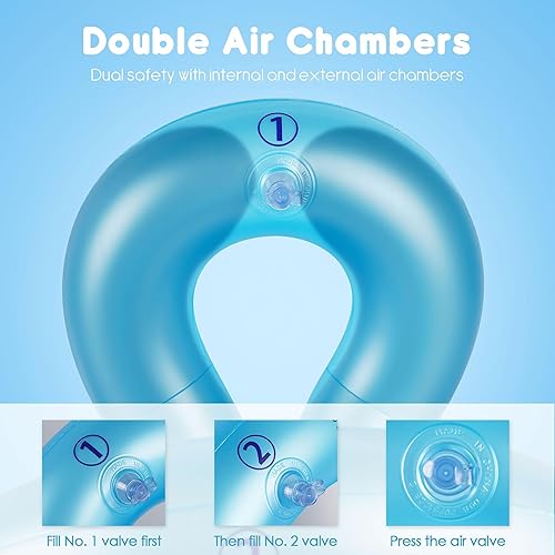 Miniatura 2 de Chaleco de natación para niños de 3 a 5 años, 6 a 12 años, flotadores inflables portátiles con doble bolsa de aire y hebilla de seguridad ajustable