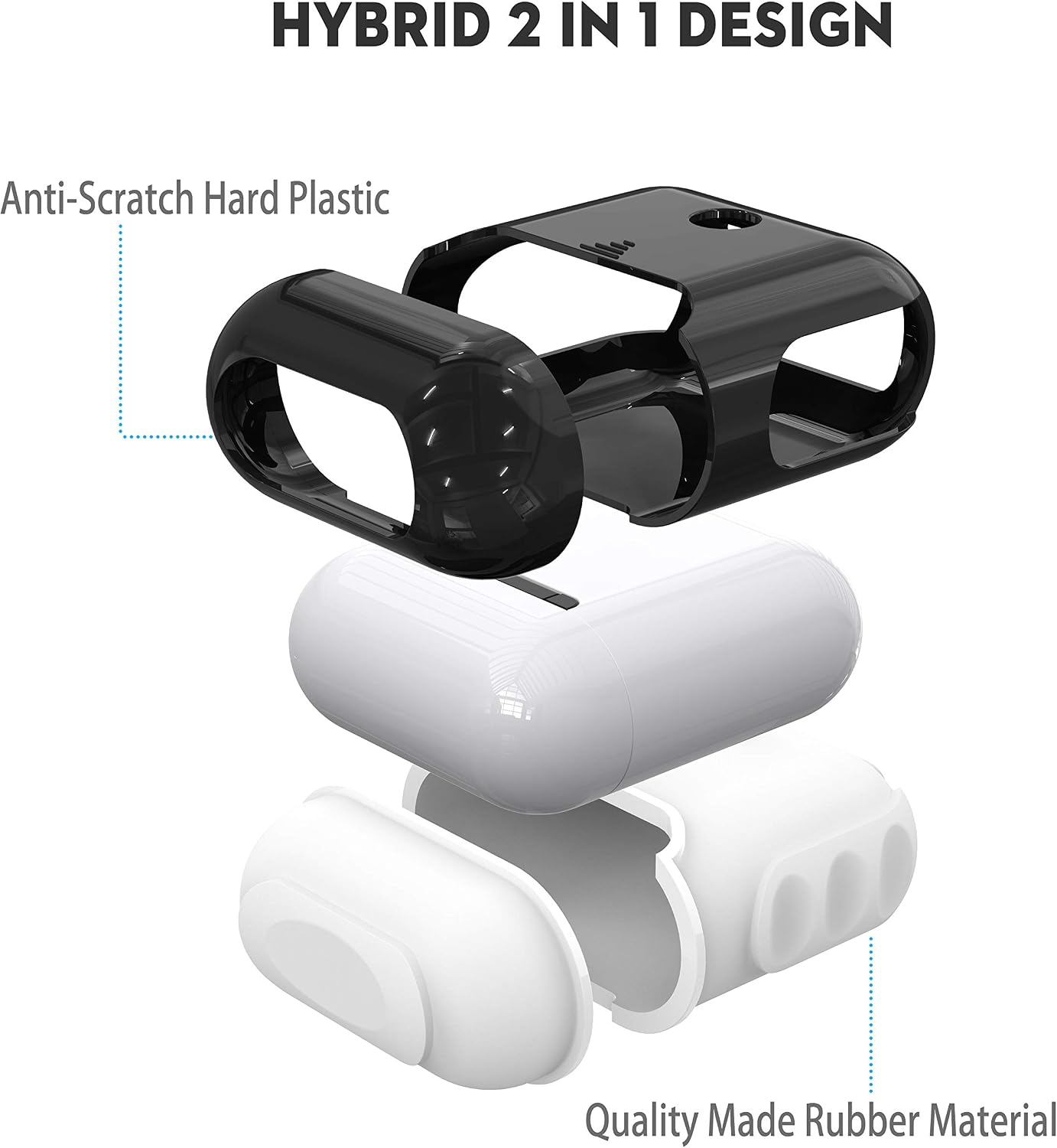 ORETECH Designed for Airpods Case Cover,Heavy Duty Hybrid 2 in 1 Shockproof Full Protective Case Hard PC Soft Rubber Silicone Cover Accessories Kits for Airpods 1/ 2 - Black&White