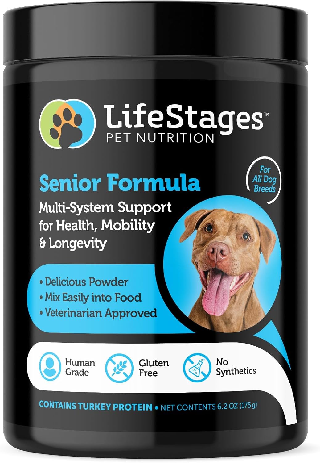 Stage 3: Senior Dog Formula for Hip & Joint Support, Cognitive Health, & Healthy Skin & Coat – Natural Ingredients – Fish Oil, Flax Seed, Turmeric & Probiotics, Vet Approved