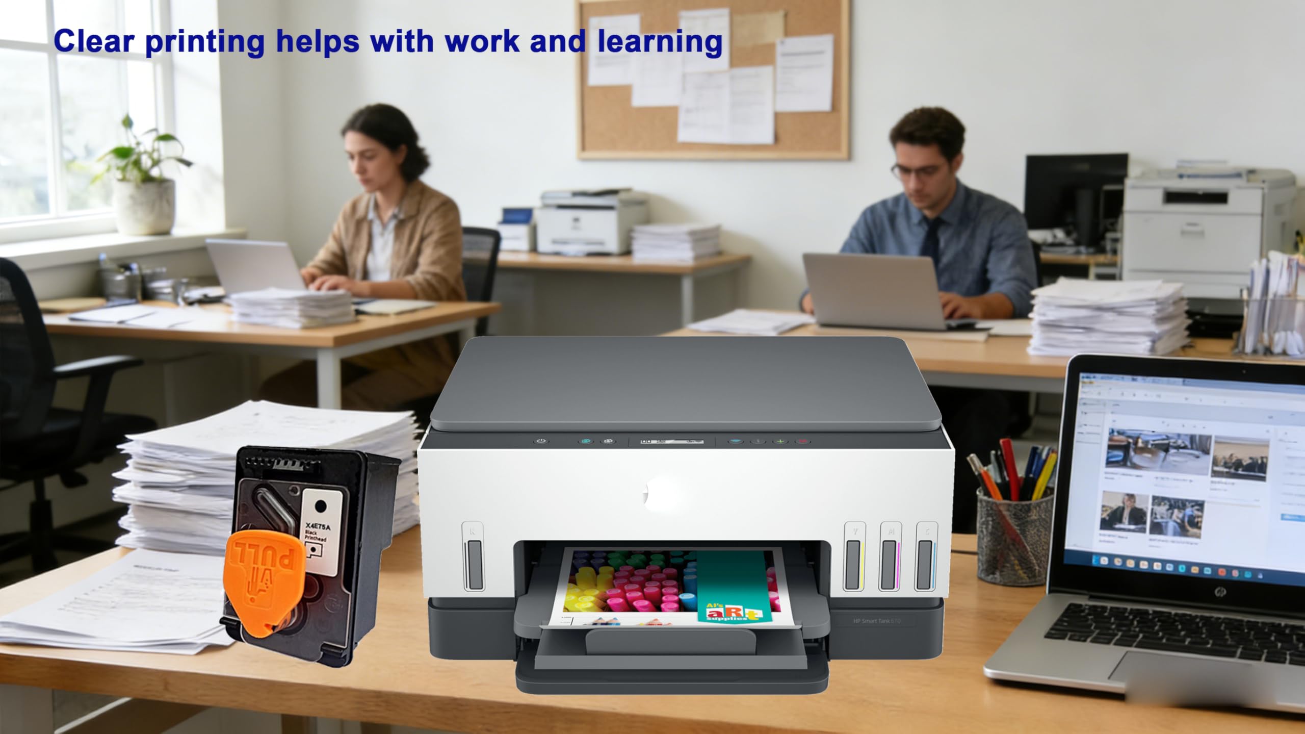 AQree Printkop X4E75A 3YP17A printkop voor Smart Tank 600 670 700 6000 7000 7300 7600 printers Smart Tank 500 600 700 serie (1 zwart, 1 kleur