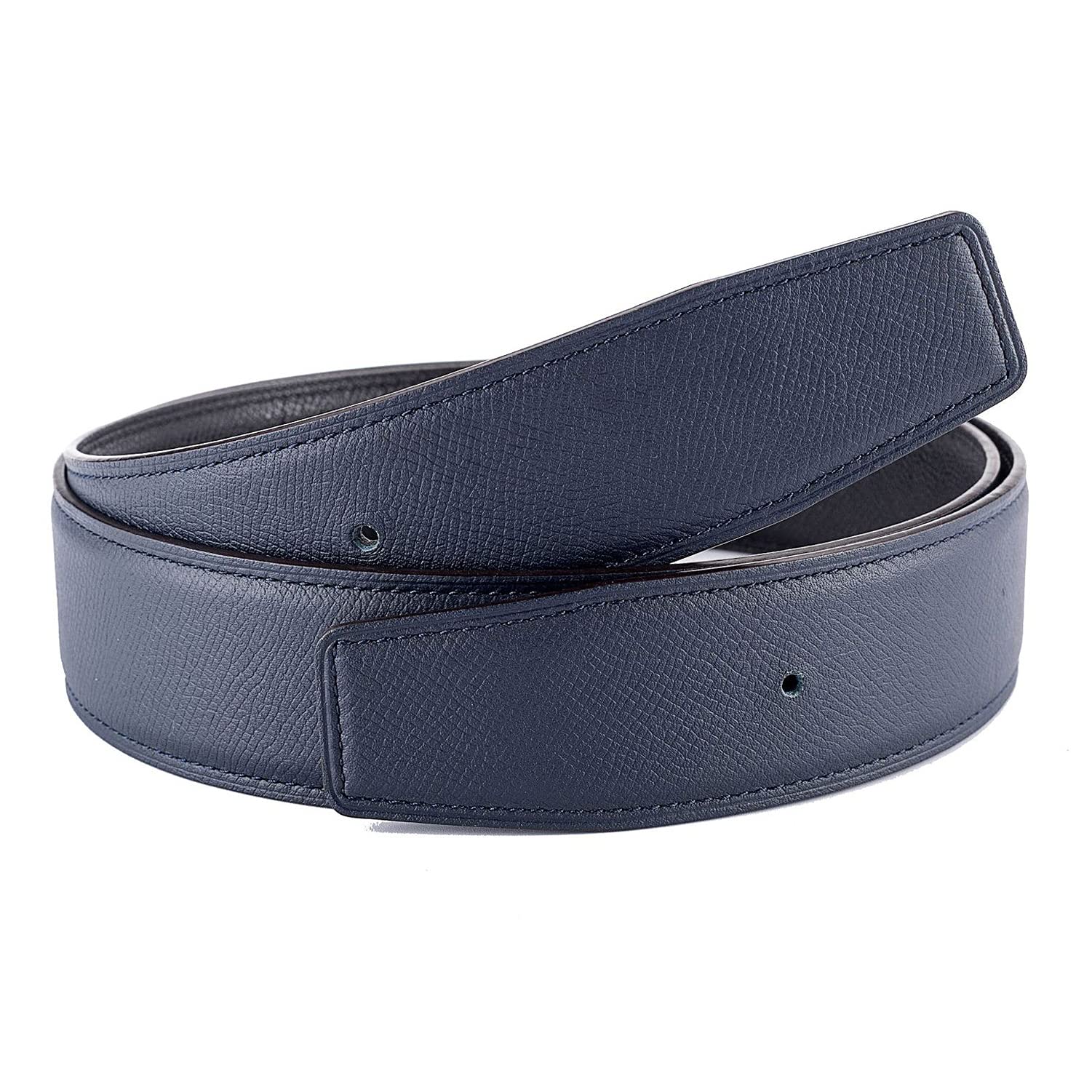 Vatee's Cinturón de repuesto reversible de piel auténtica sin hebilla de 3,8 cm/3,2 cm de ancho, H279 Azul Negro, Small