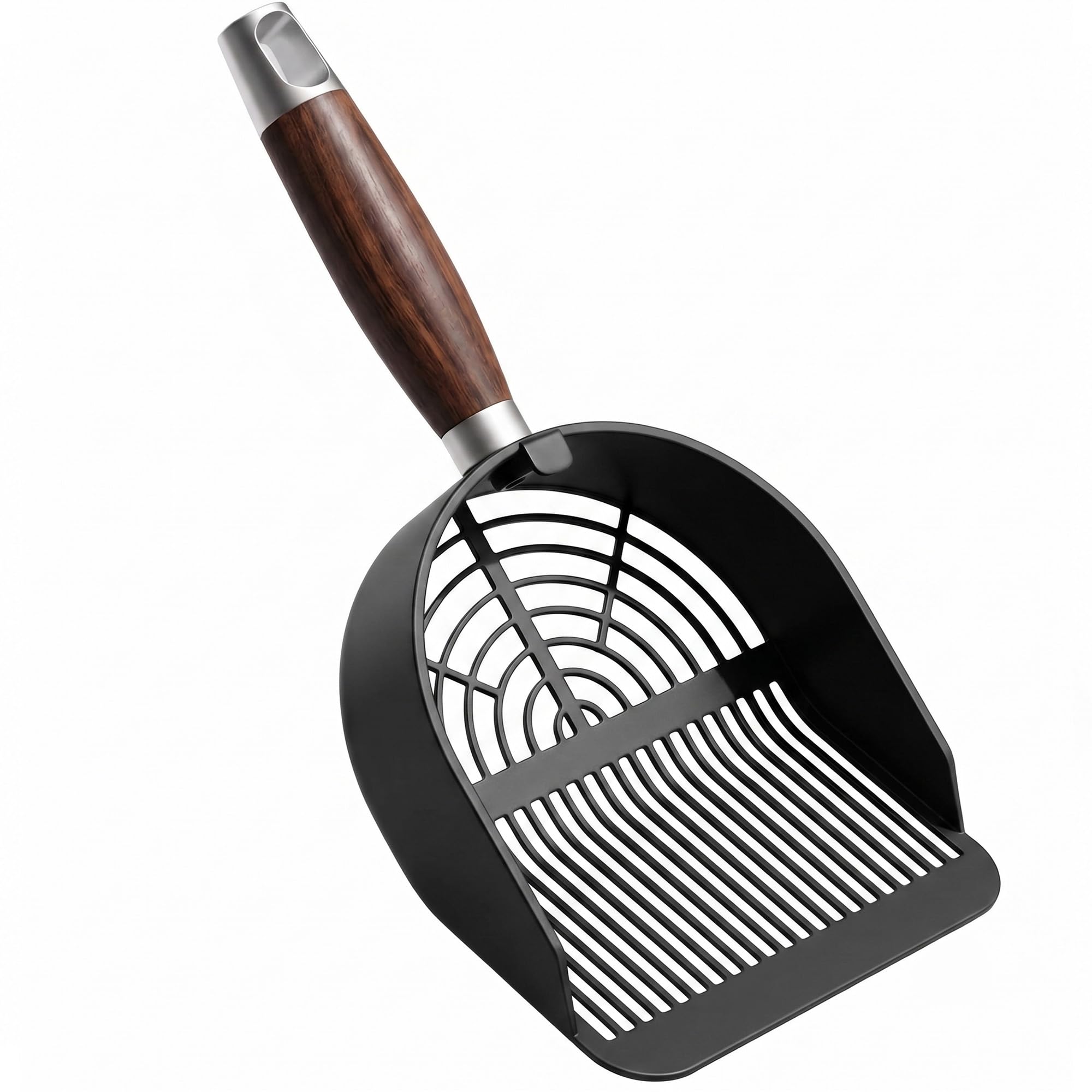 Petverse Stainless Steel Cat Litter Scoop with Solid Wood Handle Heavy-Duty Metal Cat Litter Scooper Non-Stick Deep Shovel with Triple Guard Walls Durable Litter Sifter for Easy Cat Litter Cleaning-image-11